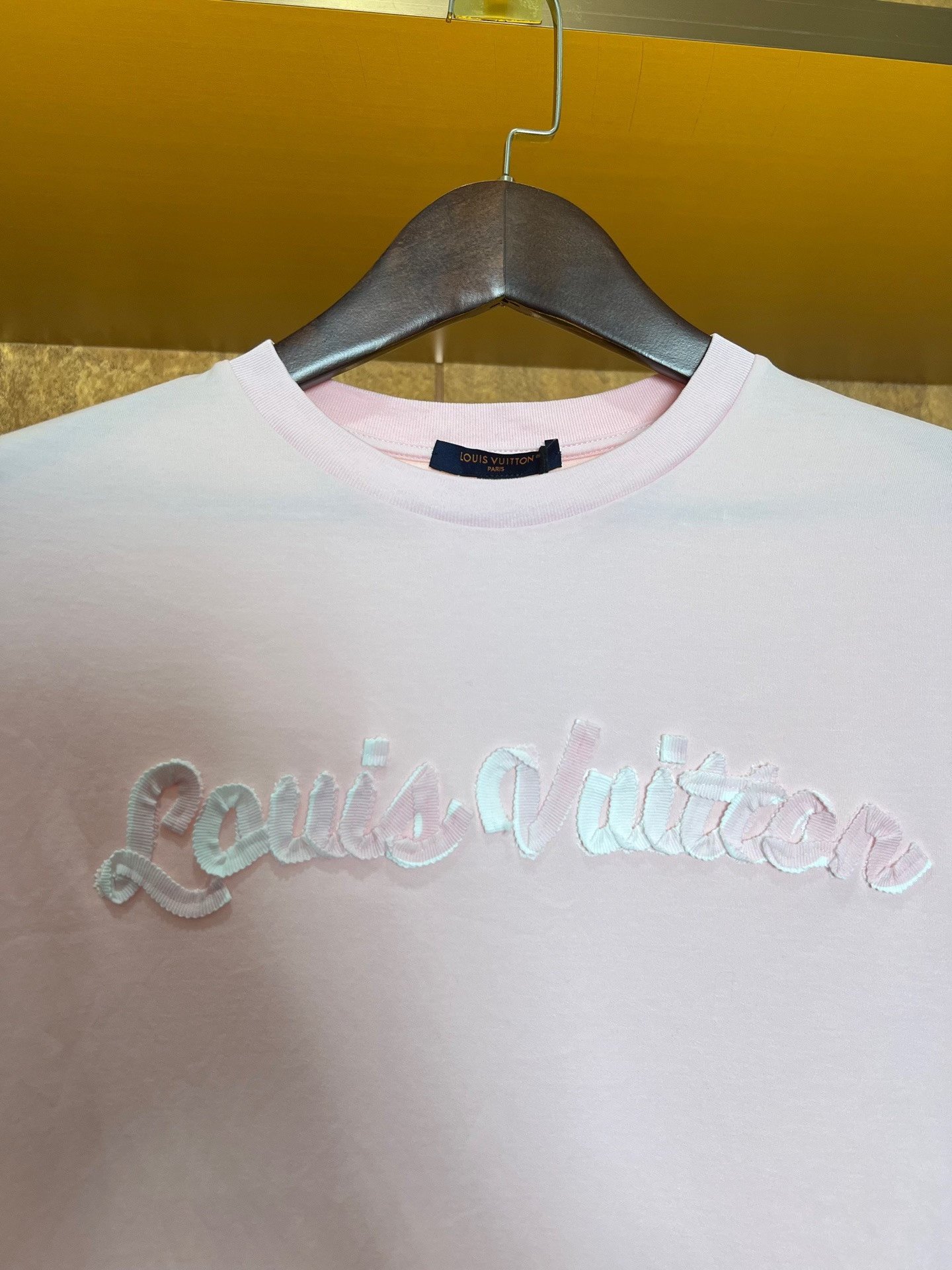 Louis Vuitton New Pink Embossed Logo T-Shirt — detail