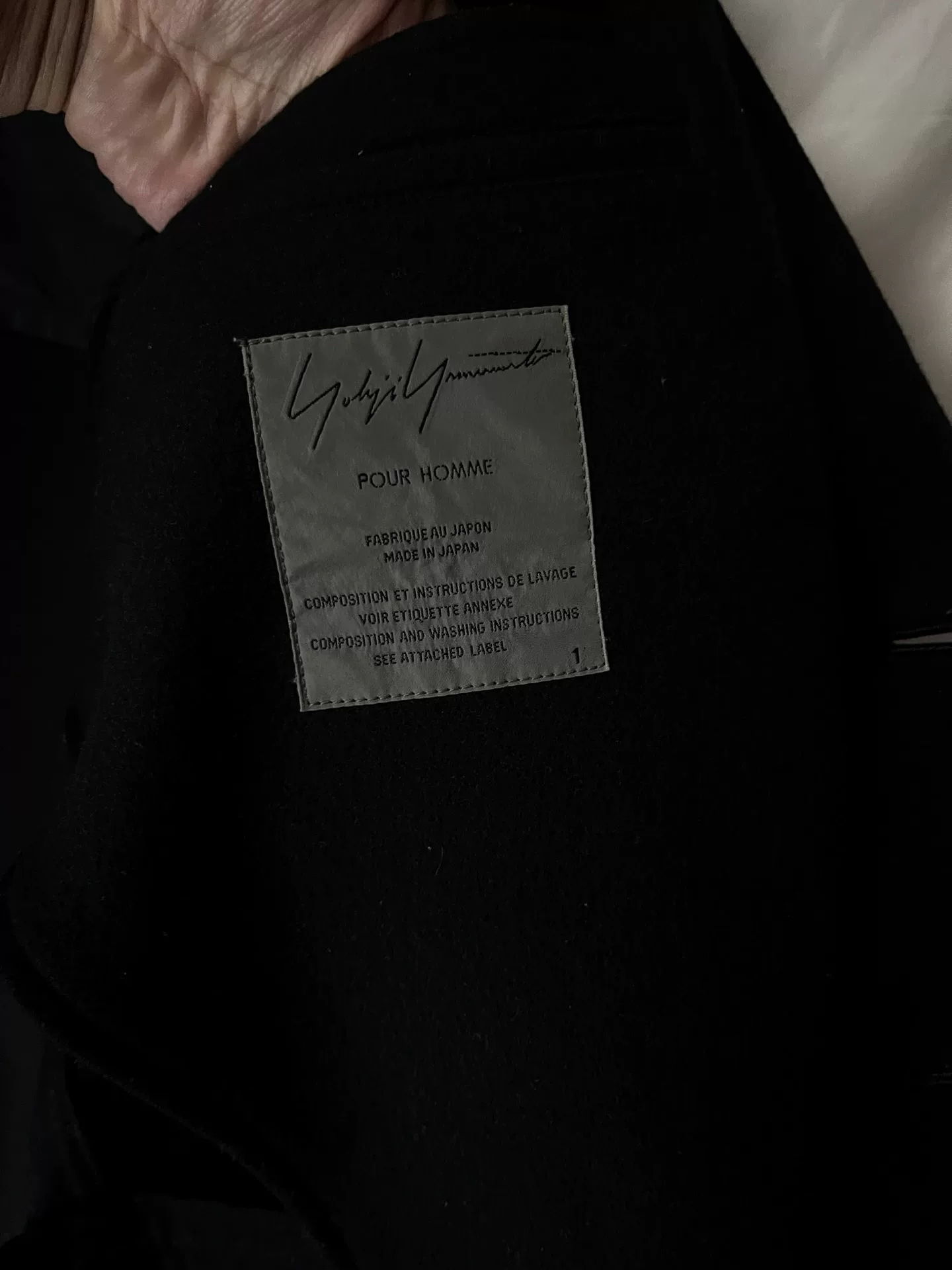 Yohji Yamamoto Crow Pattern Coat — label