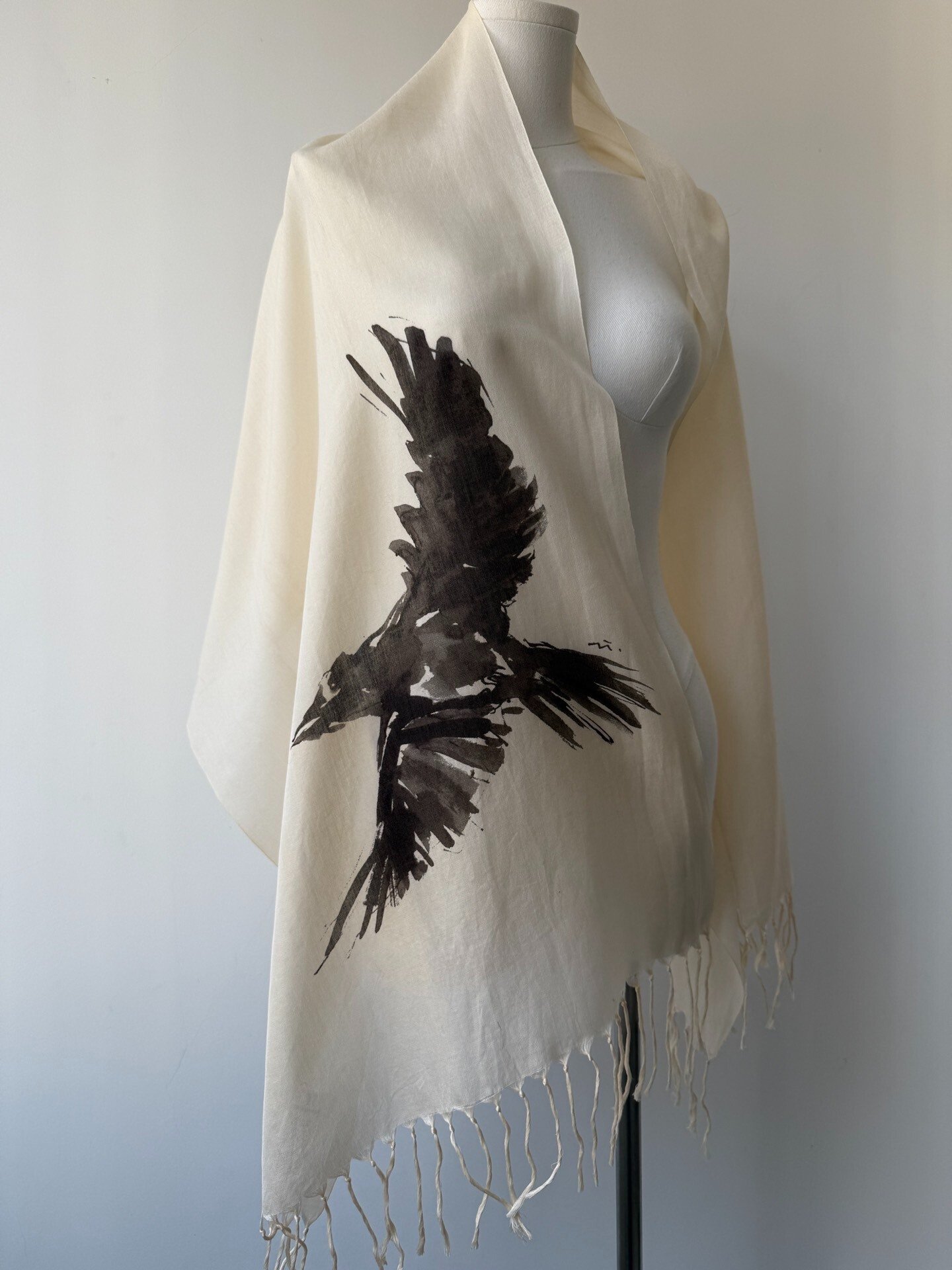 Yohji Yamamoto Y's Ink Crow Scarf — label