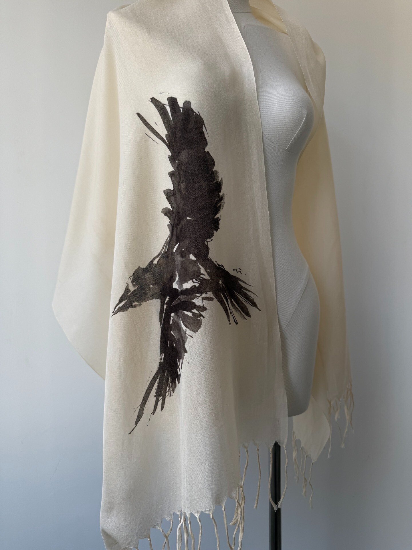 Yohji Yamamoto Y's Ink Crow Scarf — detail
