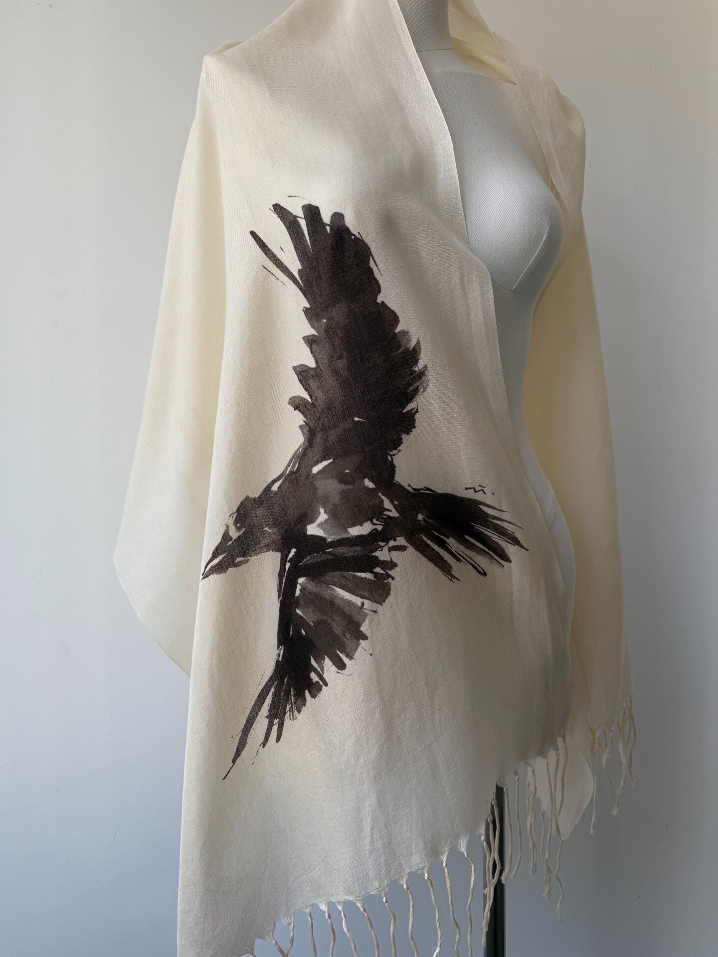 Yohji Yamamoto Y's Ink Crow Scarf — back