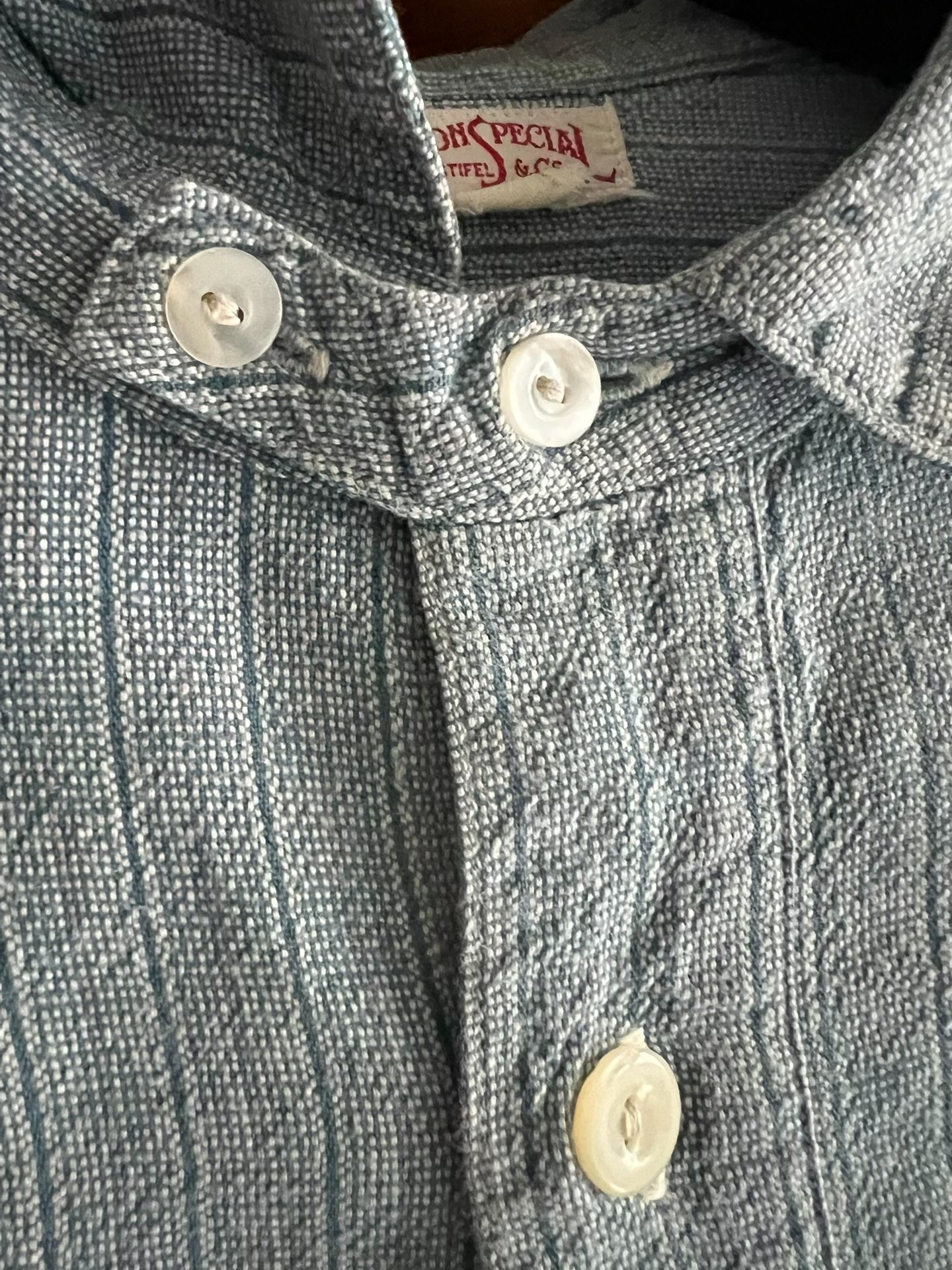 Freewheelers Vintage Striped Work Shirt — label