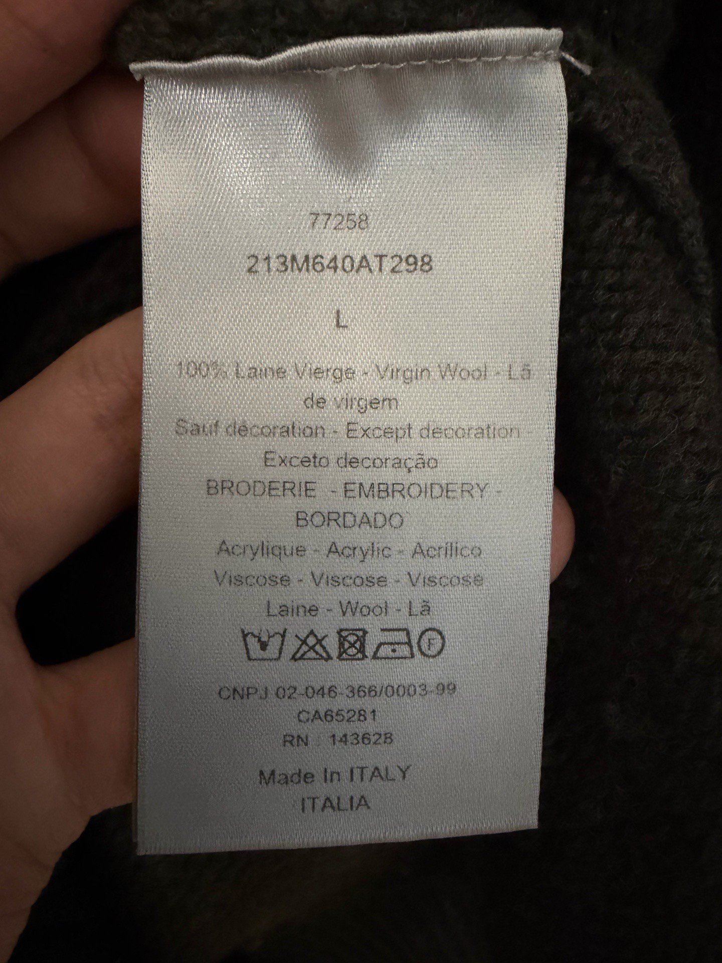 Dior Atelier Olive Green Wool Sweater — back