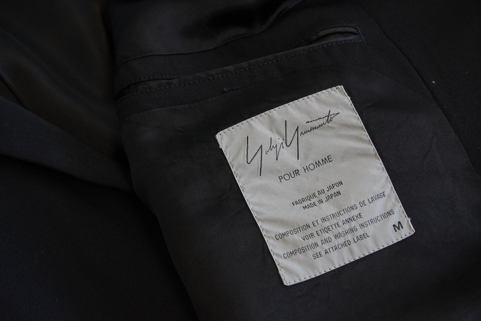 Yohji Yamamoto 96AW Half-Collar Wool Coat — label