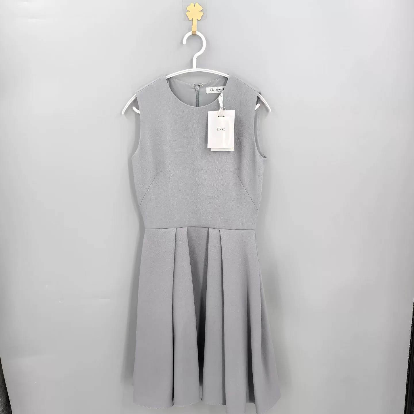 Christian Dior Sleeveless Gray Pleated Princess Dress