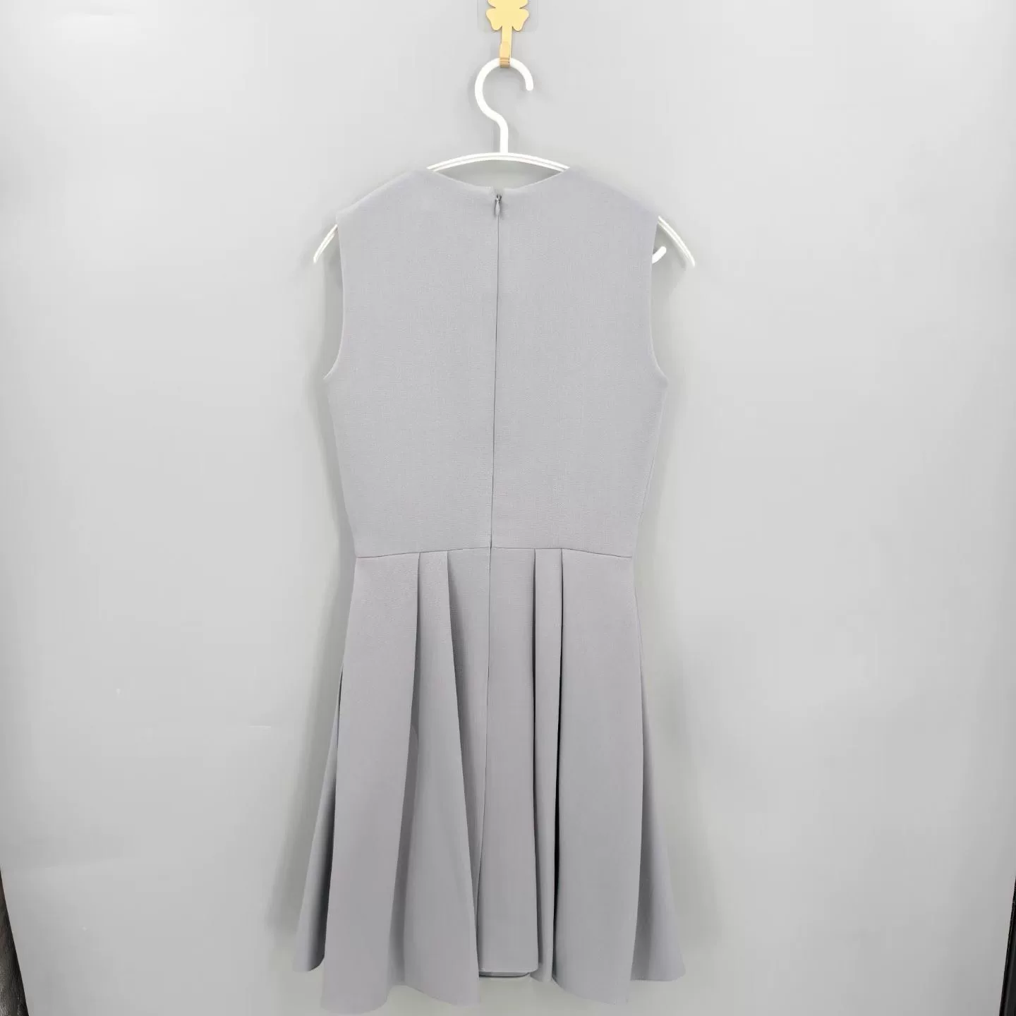 Christian Dior Sleeveless Gray Pleated Princess Dress — front