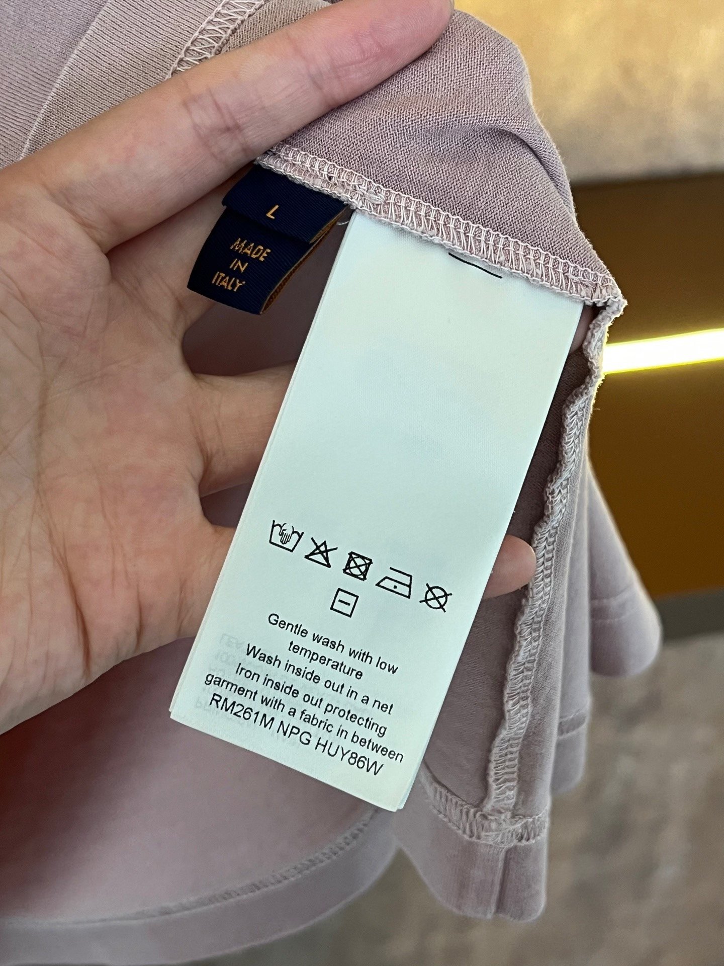 Louis Vuitton New Light Pink Leather Label Tee — back