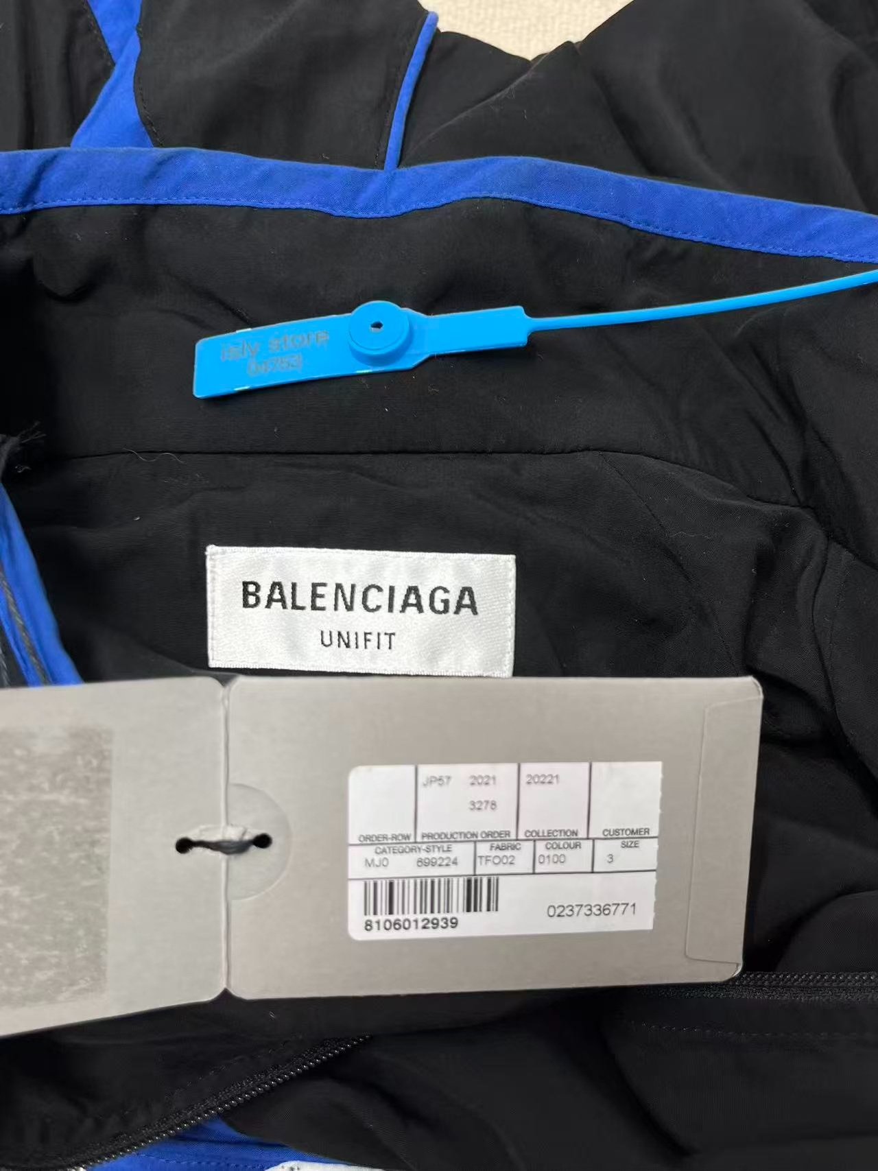 Balenciaga Logo Zip Stand Collar Jacket — label