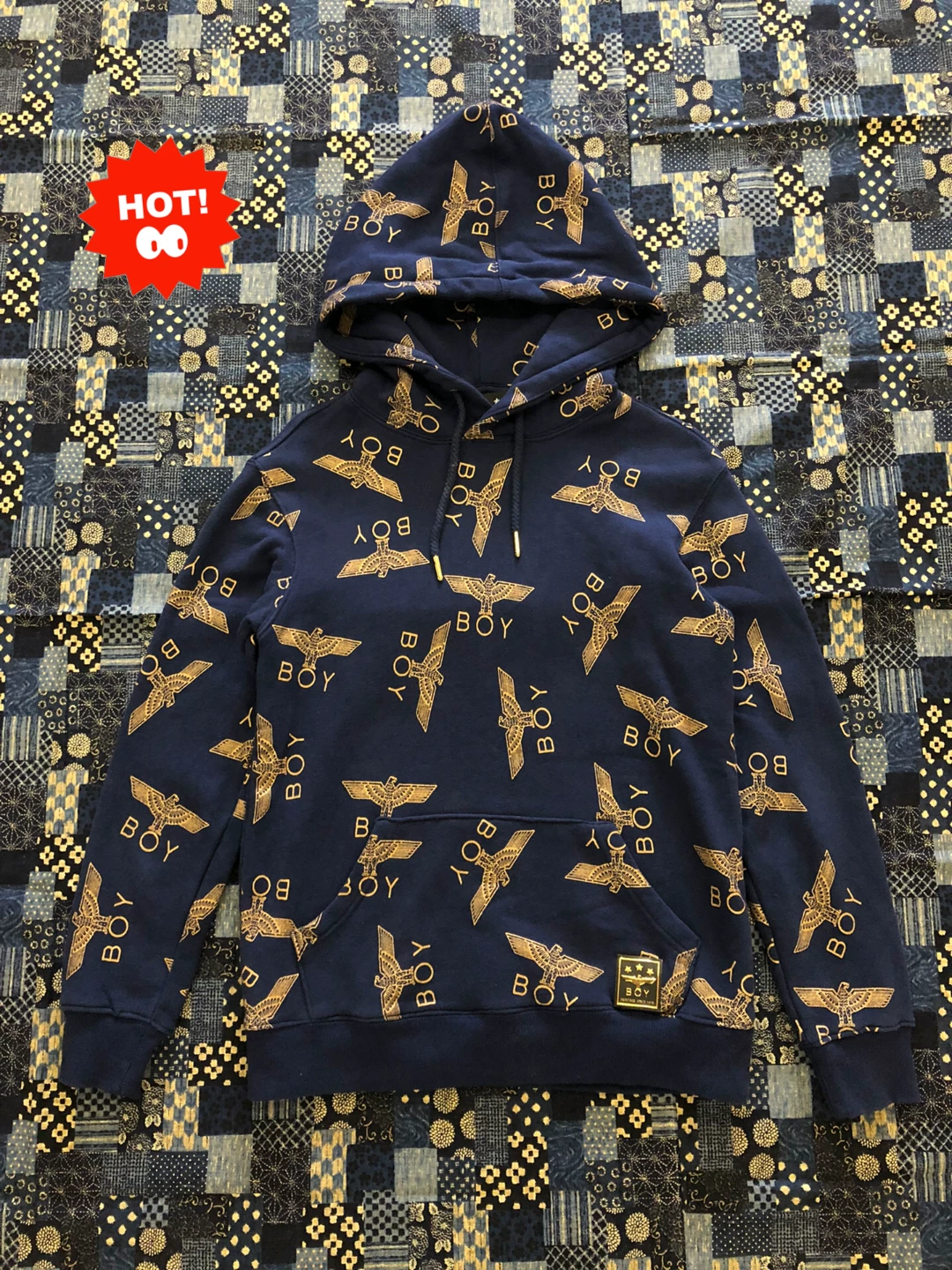 BOY Dark Blue Eagle All-Over Print Hoodie