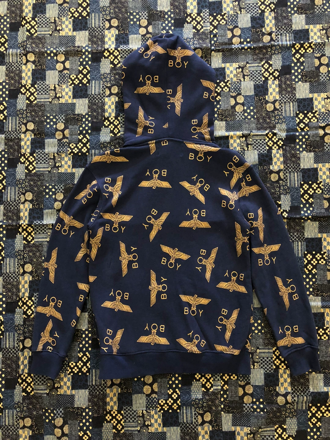 BOY Dark Blue Eagle All-Over Print Hoodie — front
