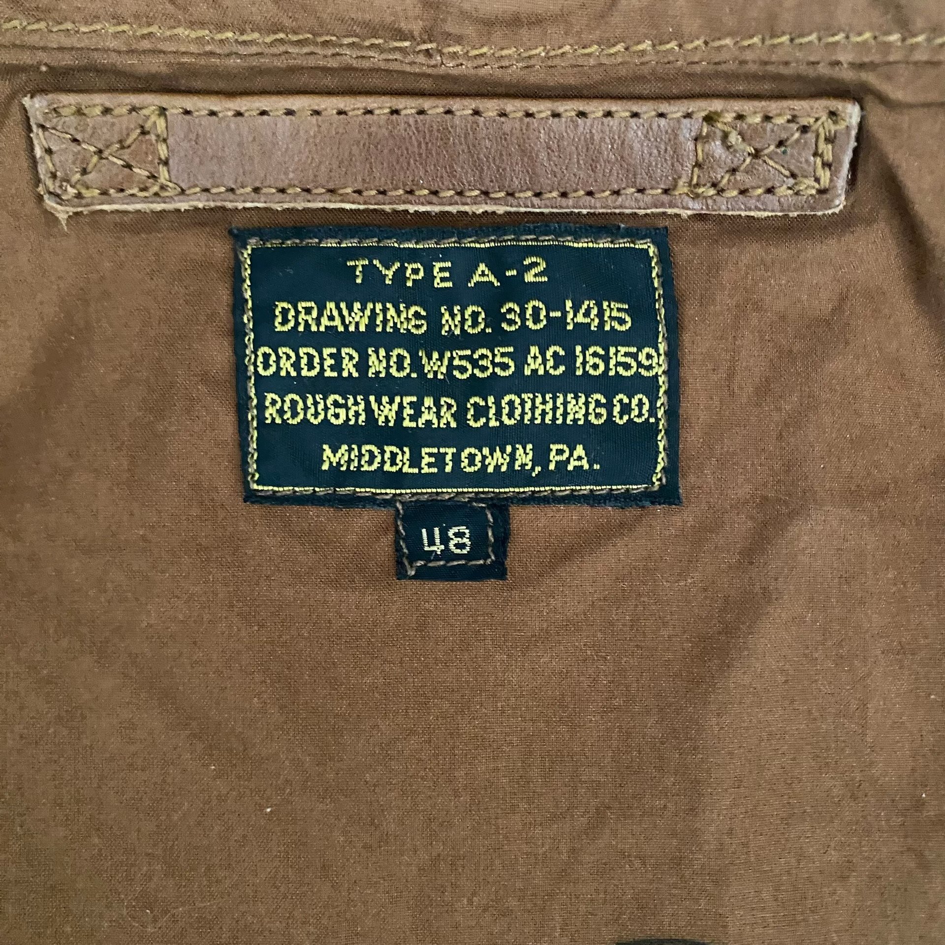 Eastman Distressed Horsehide A2 Flight Jacket — detail