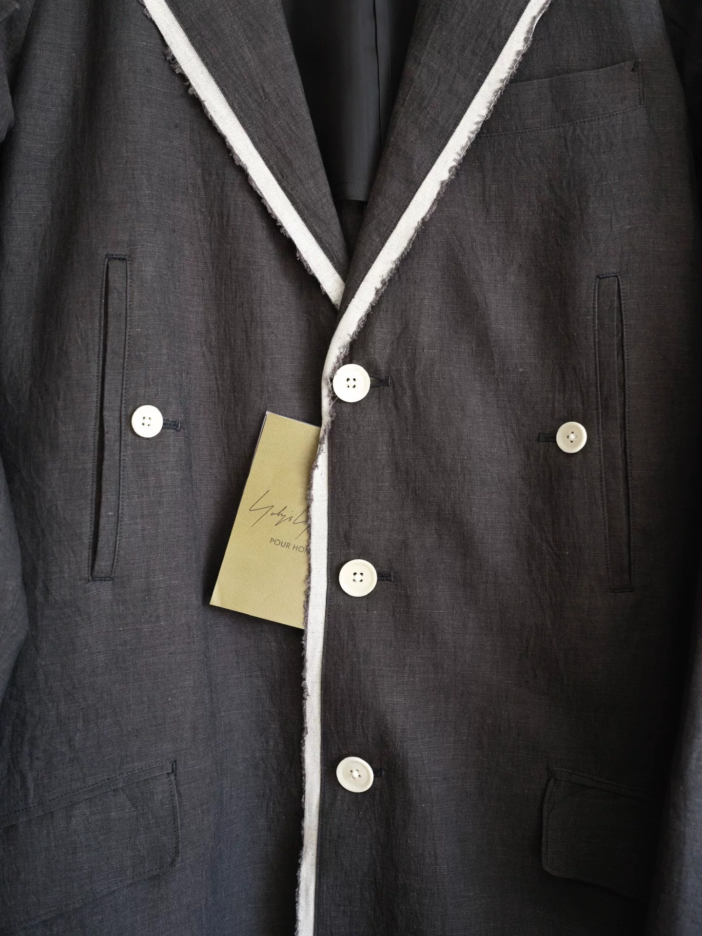 Yohji Yamamoto 24SS Epaulette Linen Coat — label