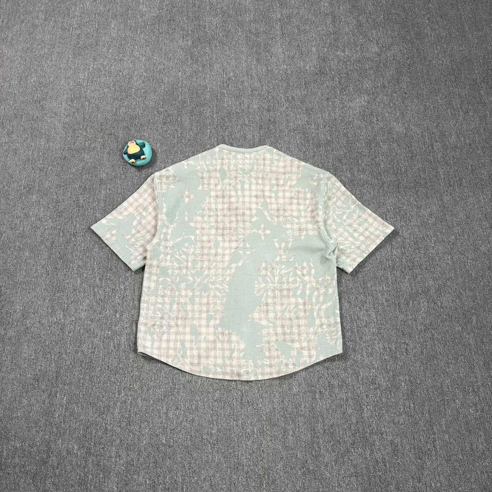 Louis Vuitton Green Check Floral Short-Sleeve Shirt — front