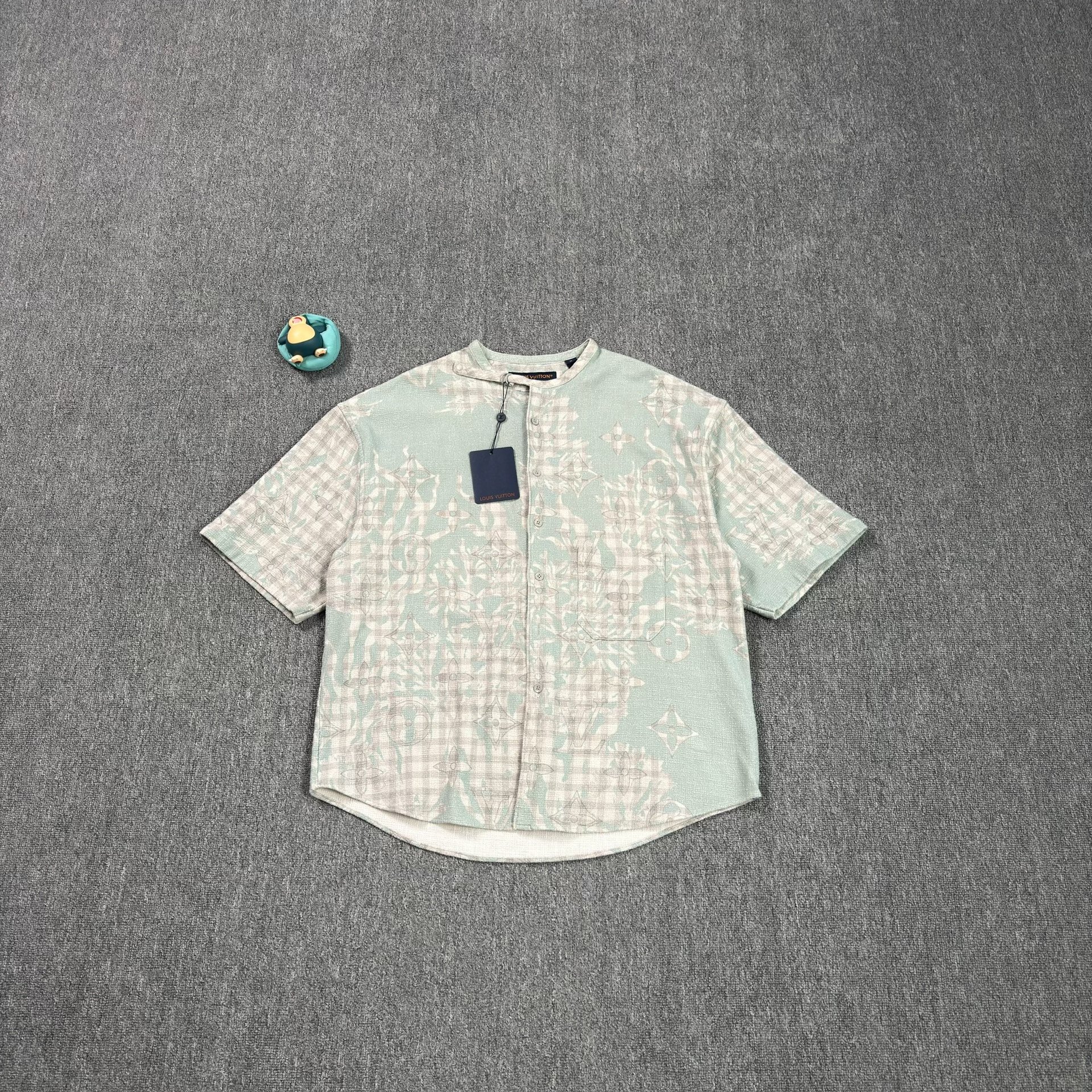 Louis Vuitton Green Check Floral Short-Sleeve Shirt