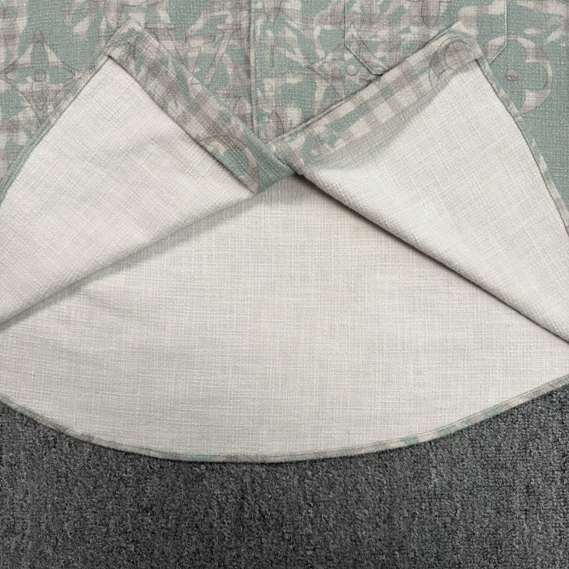 Louis Vuitton Green Check Floral Short-Sleeve Shirt — label