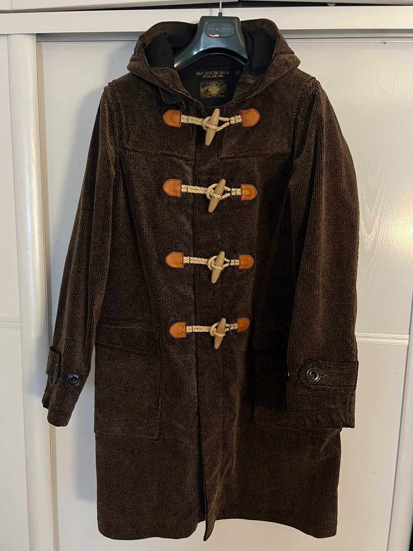 Freewheelers Snowflake Corduroy Duffel Coat — back
