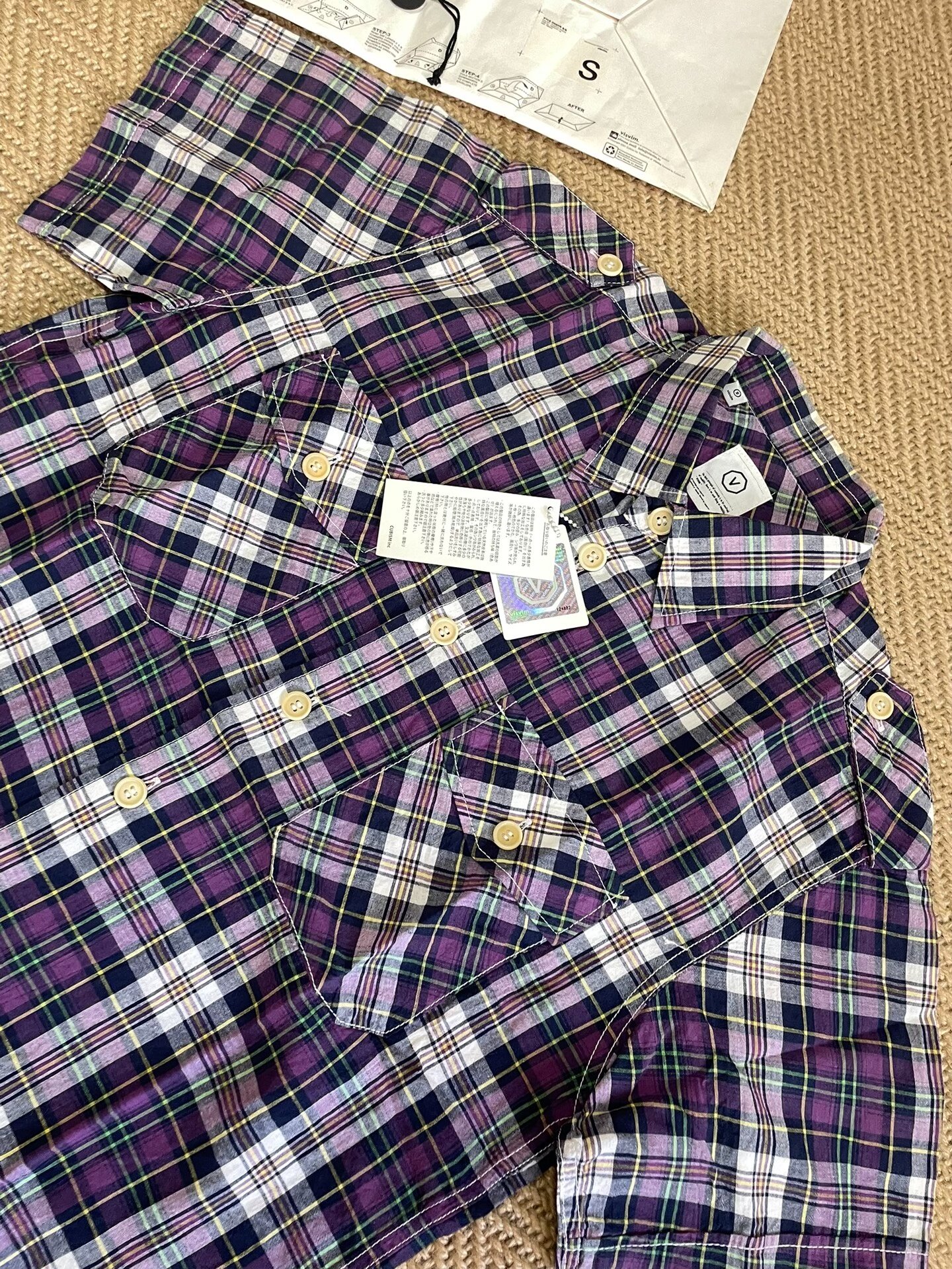 VISVIM PYLE CHECK Purple Plaid Shirt — back
