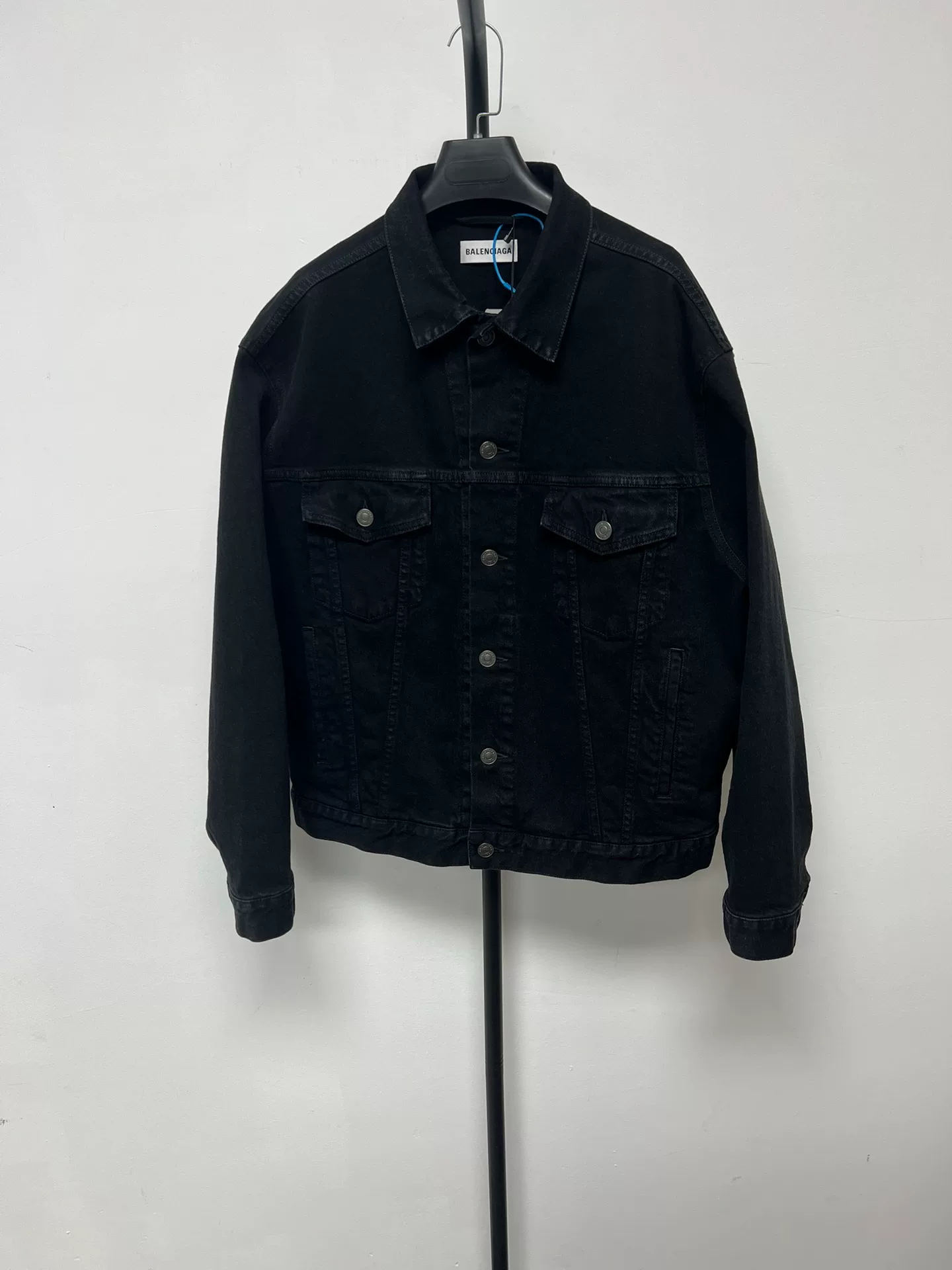 Balenciaga Rhinestone Logo Denim Jacket — front