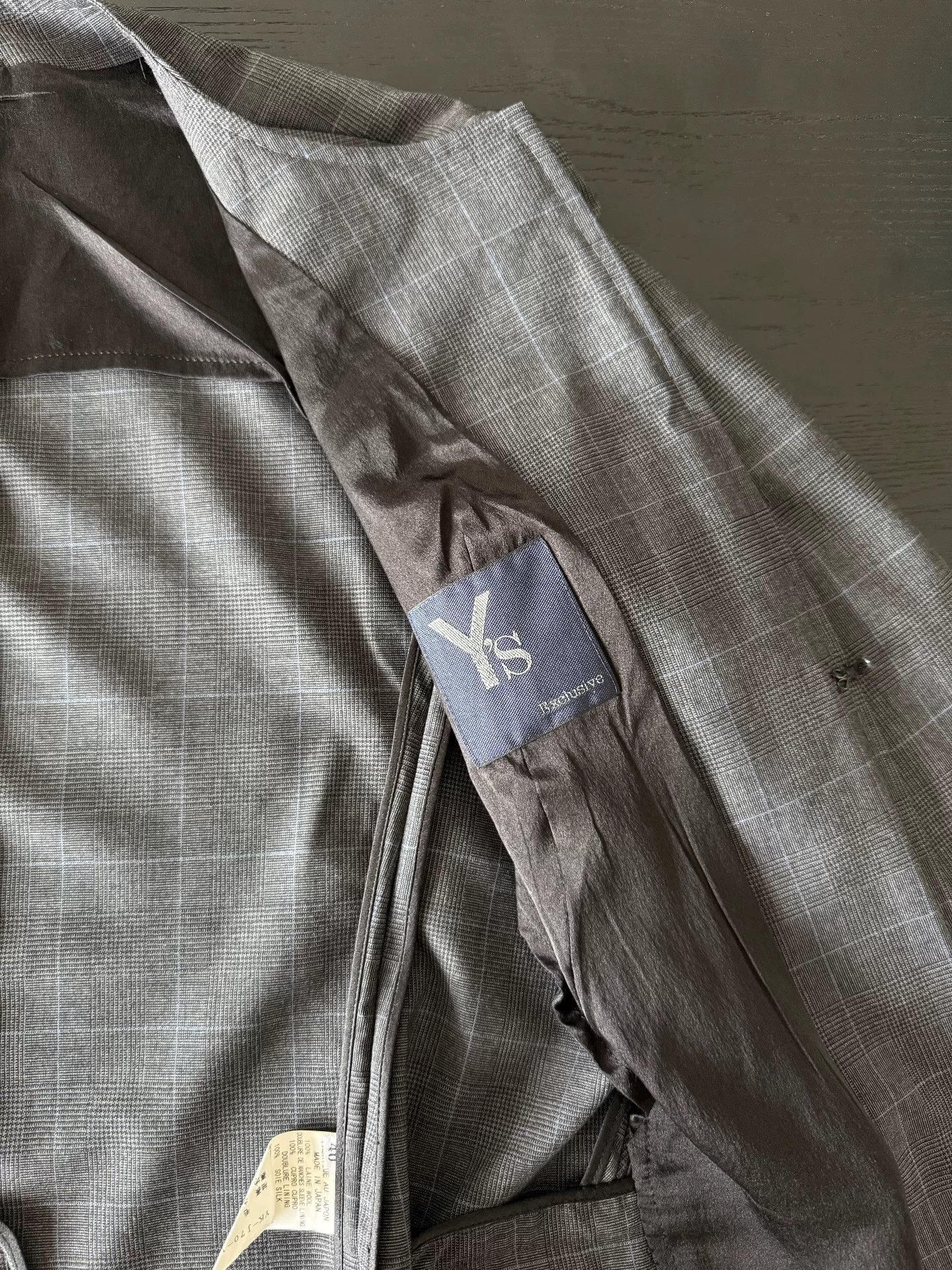 Yohji Yamamoto Y's 17AW Wool Plaid Suit — label