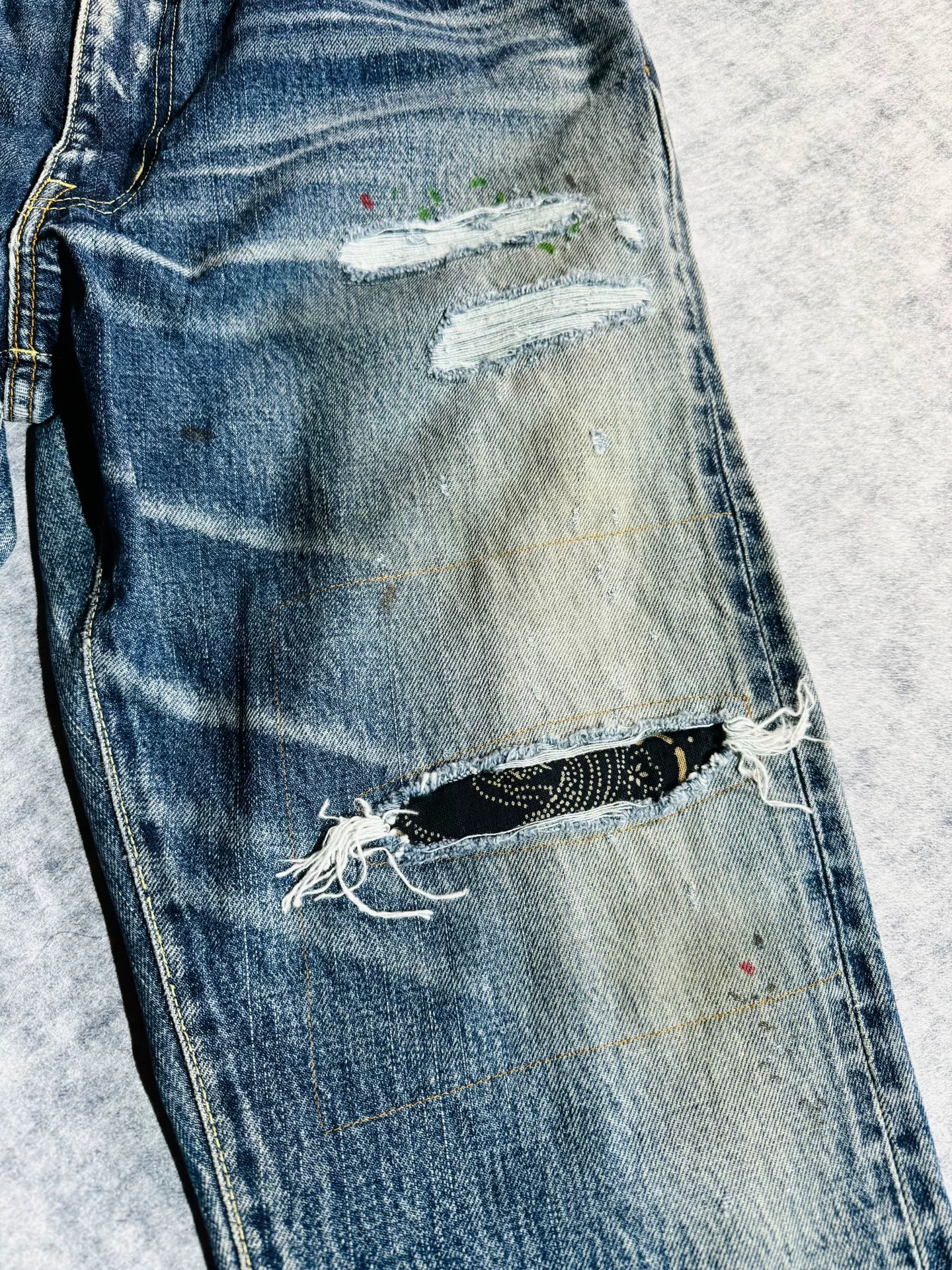 visvim Journeyman Tacked Crash 20AW ICT Jeans — detail