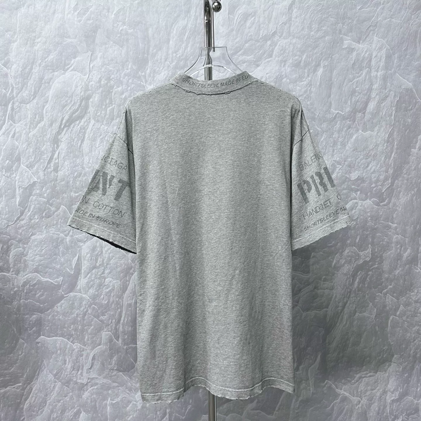 Balenciaga Logo Print Distressed Short Sleeve — back