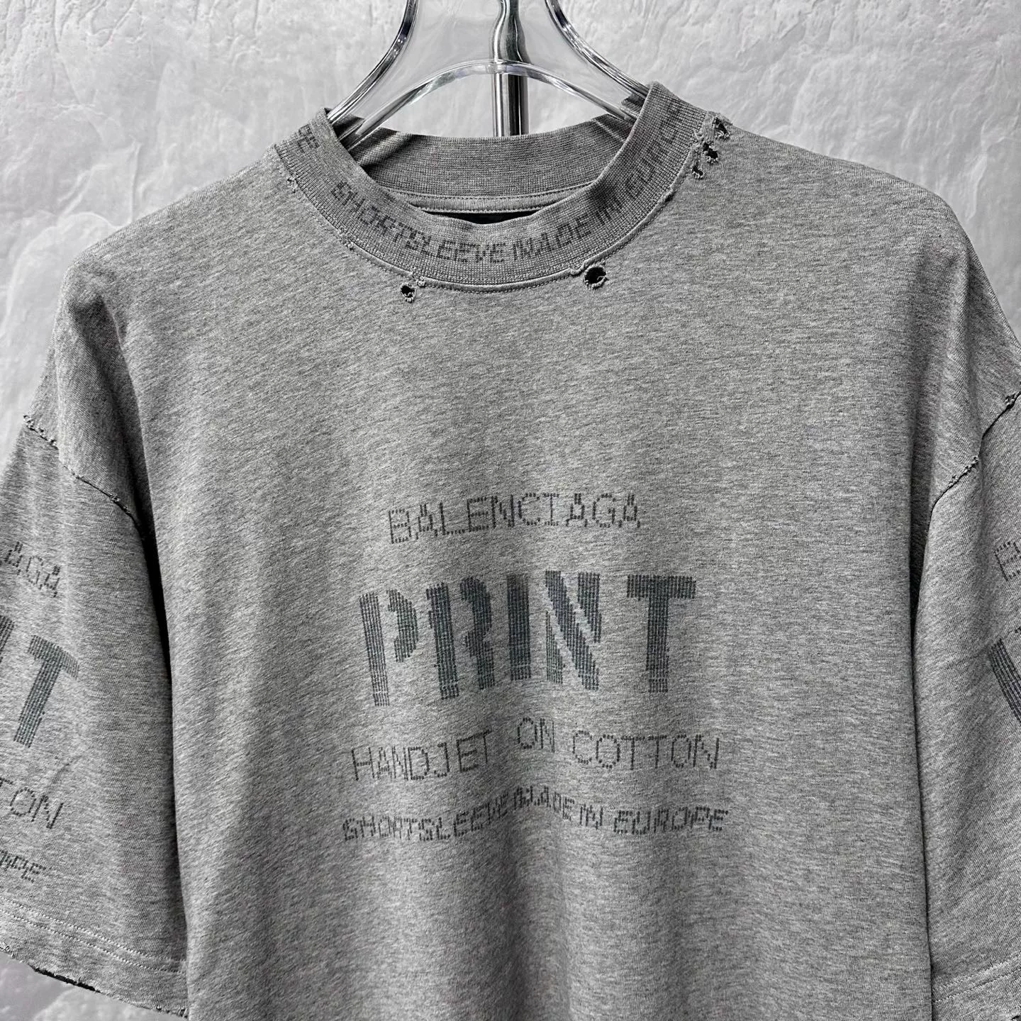 Balenciaga Logo Print Distressed Short Sleeve — front