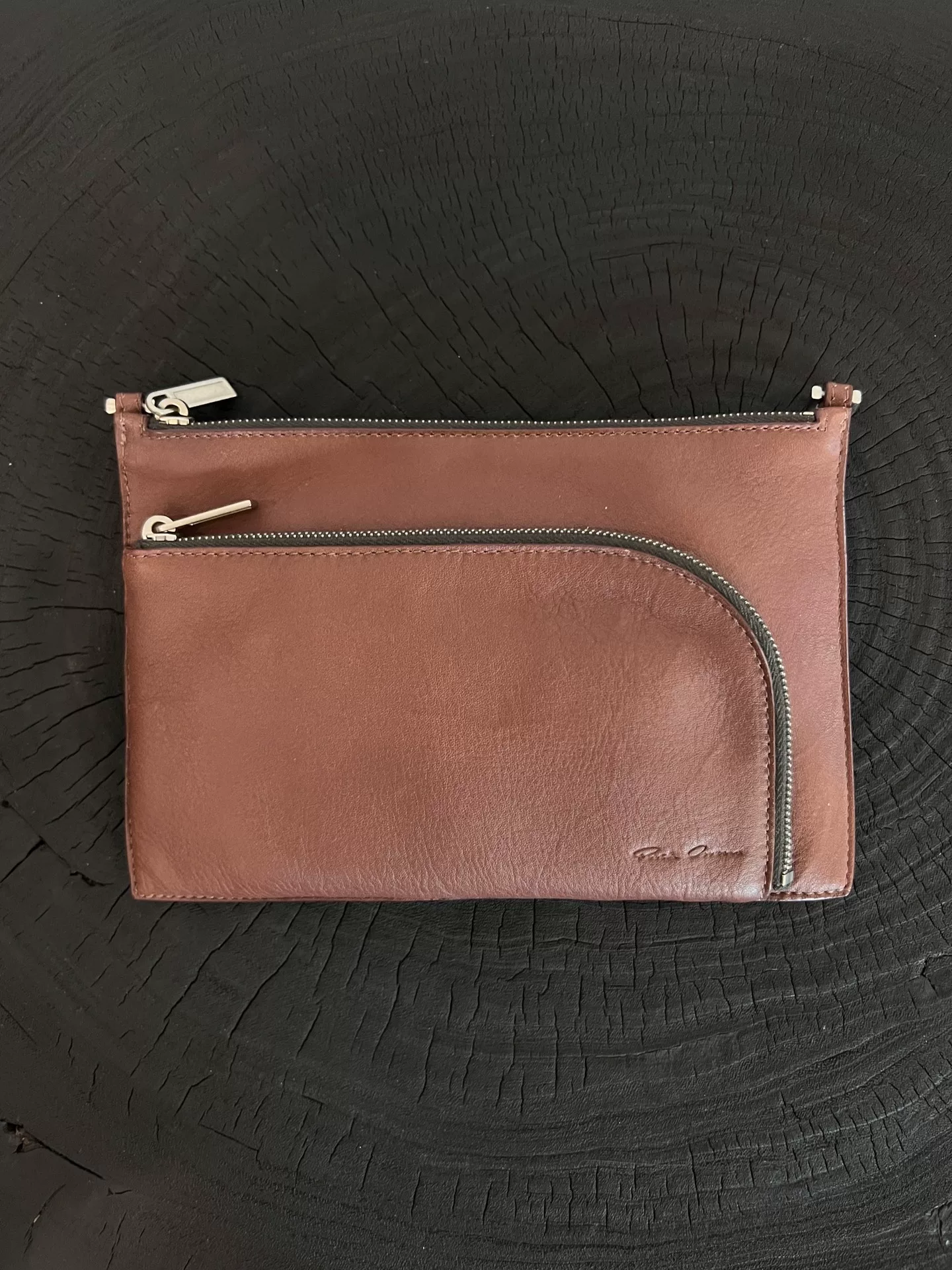 Rick Owens Brown Leather Crossbody Bag — back