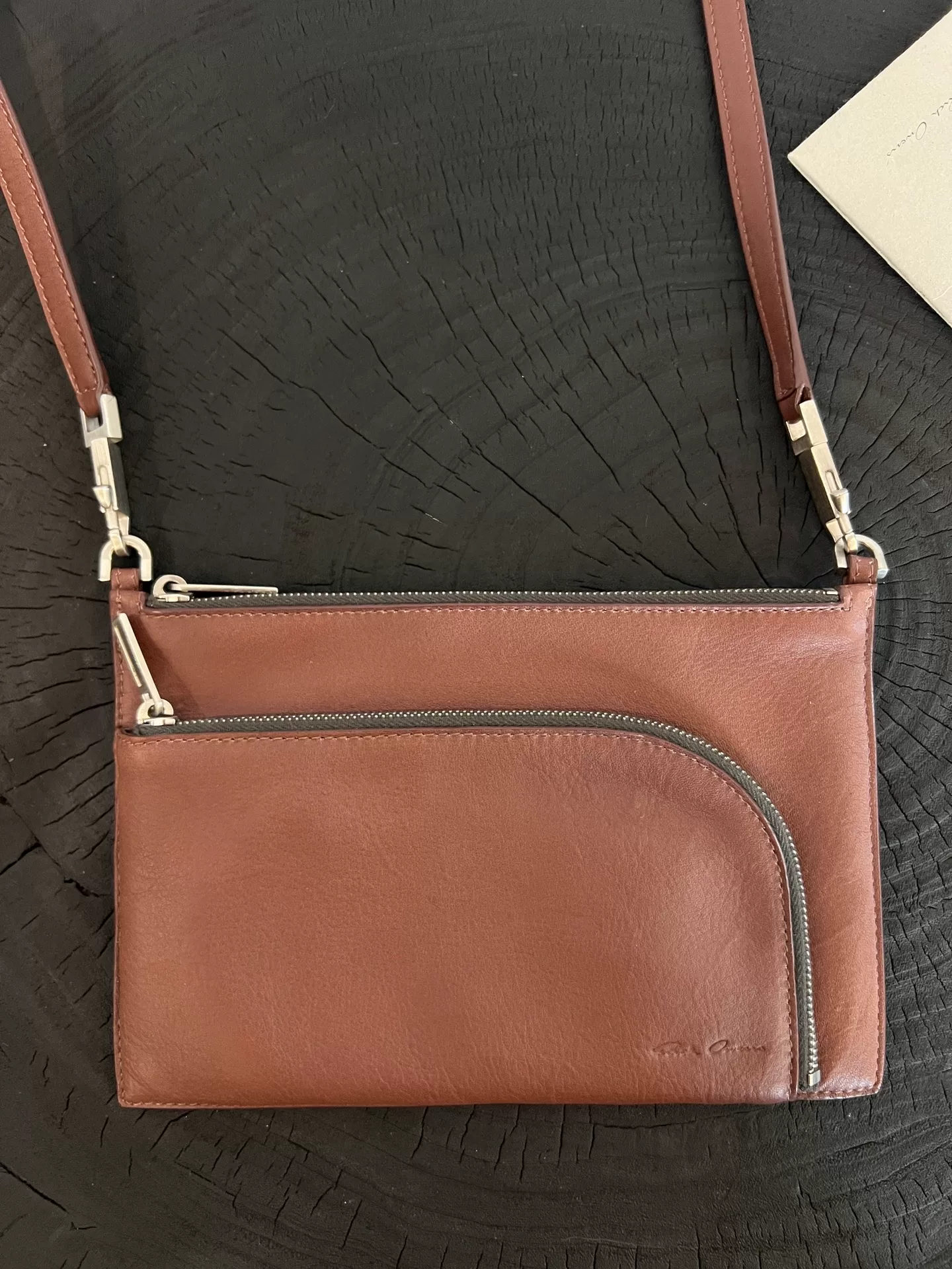 Rick Owens Brown Leather Crossbody Bag