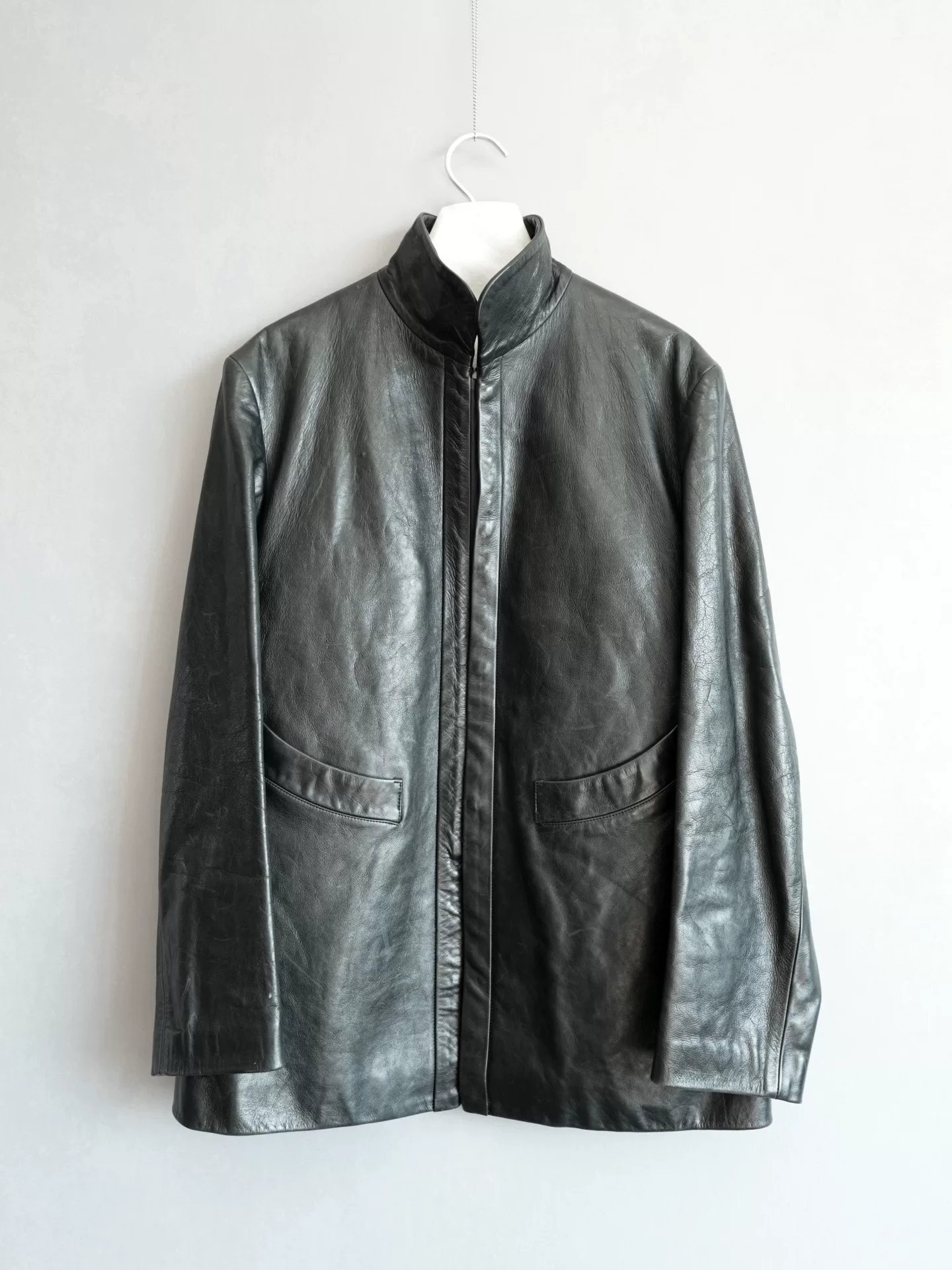 Yohji Yamamoto 00AW Snap Button Leather Jacket — front