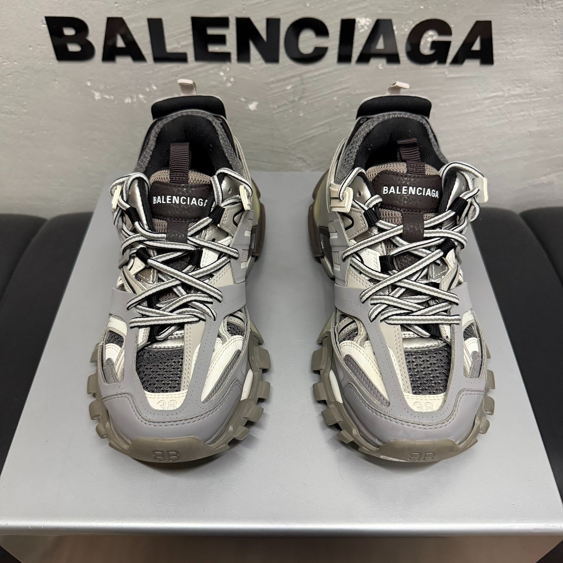 Balenciaga Track Dad Shoes Gray 38 — front