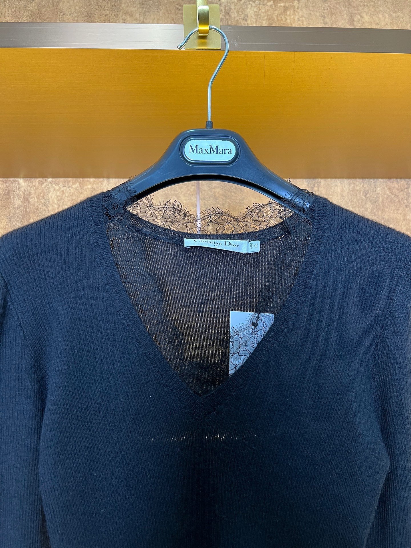 Dior Lace Trim Cashmere Sweater — detail