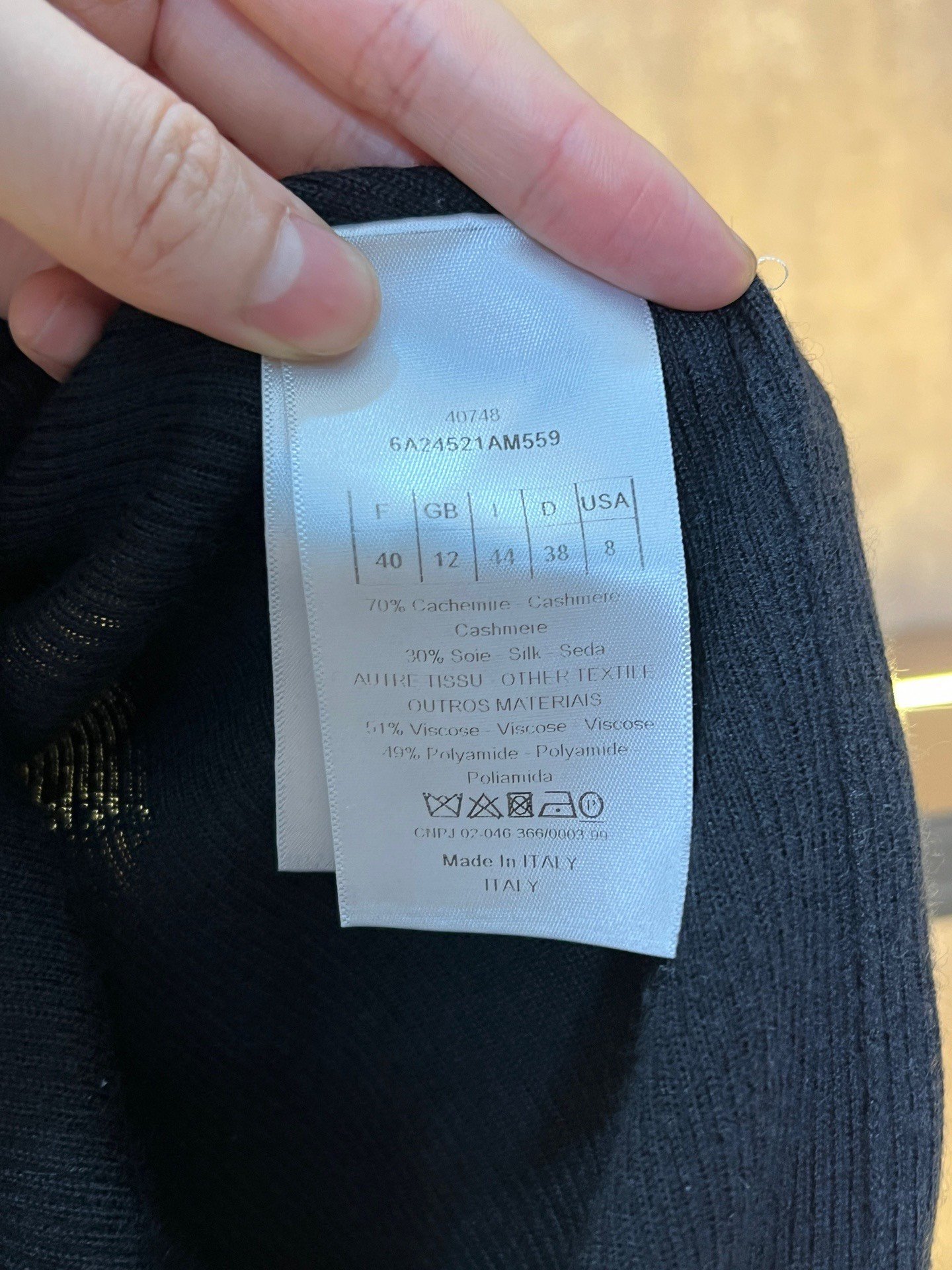 Dior Lace Trim Cashmere Sweater — back