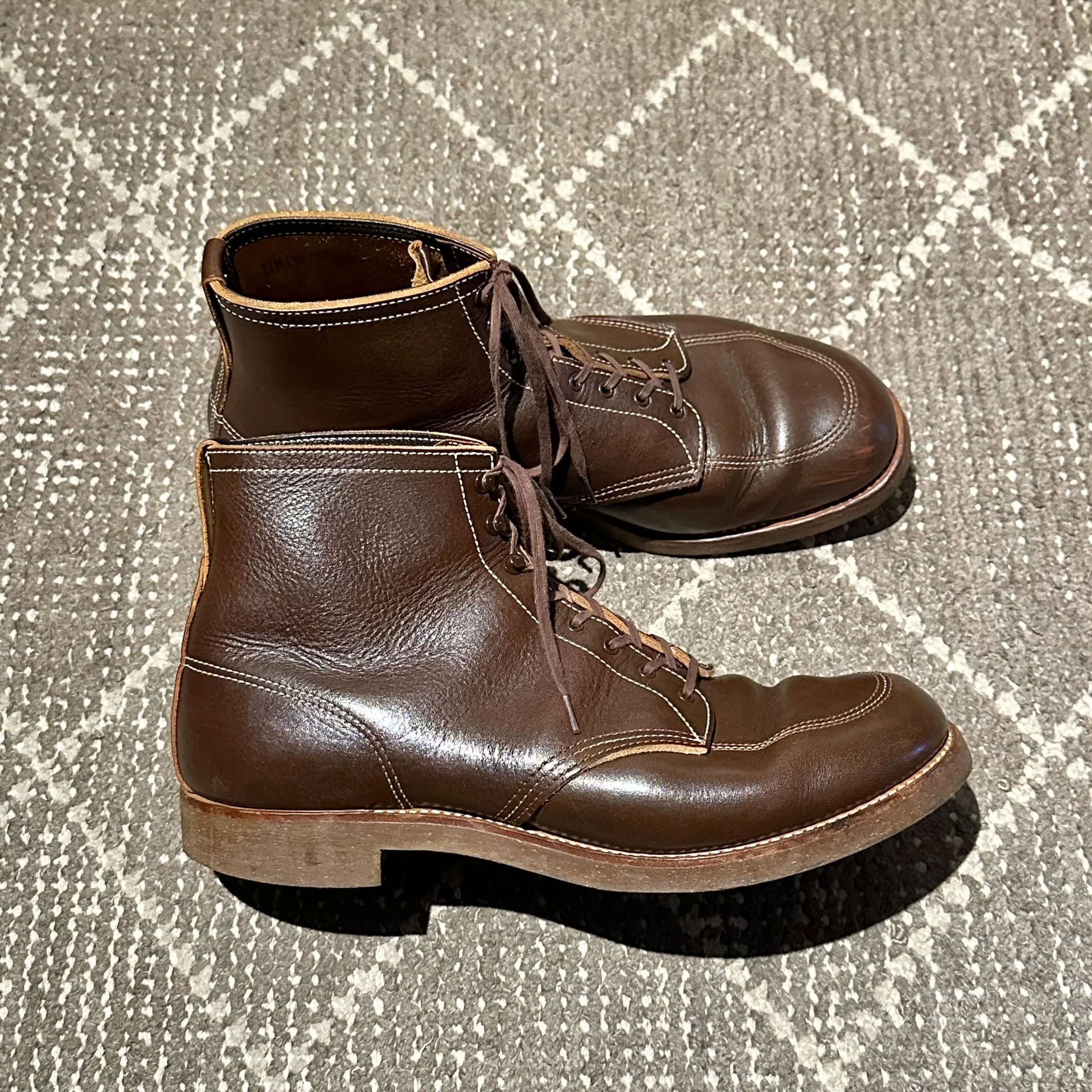 TWC Leather U-TIP Work Boots — label