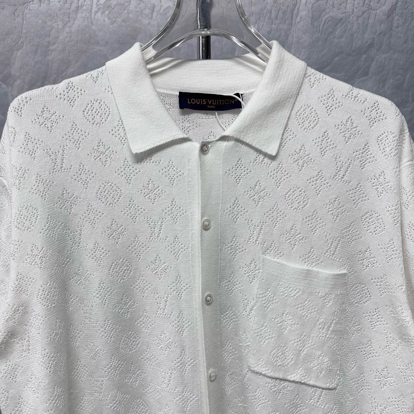 Louis Vuitton Hollow-Out Knit Short-Sleeve Shirt — front