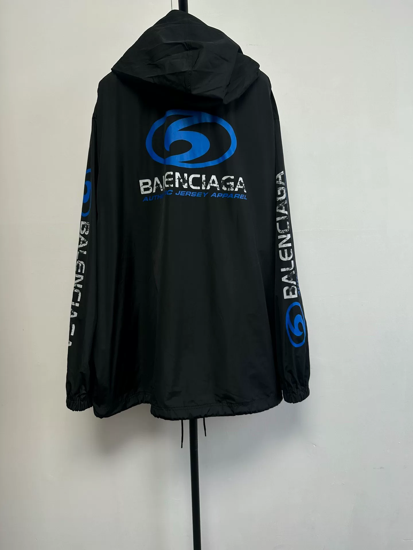 Balenciaga Black Hooded Button Jacket — front