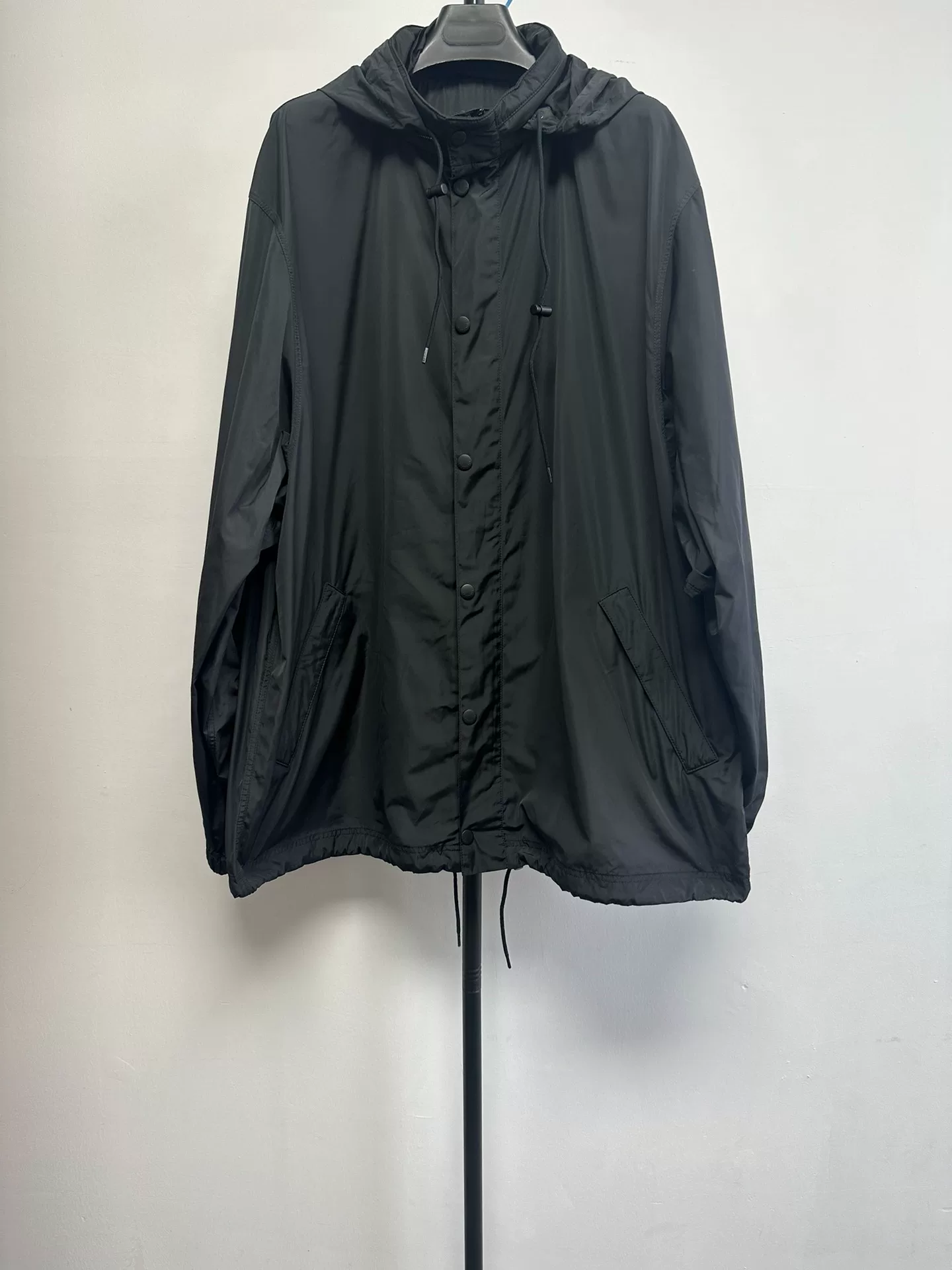 Balenciaga Black Hooded Button Jacket