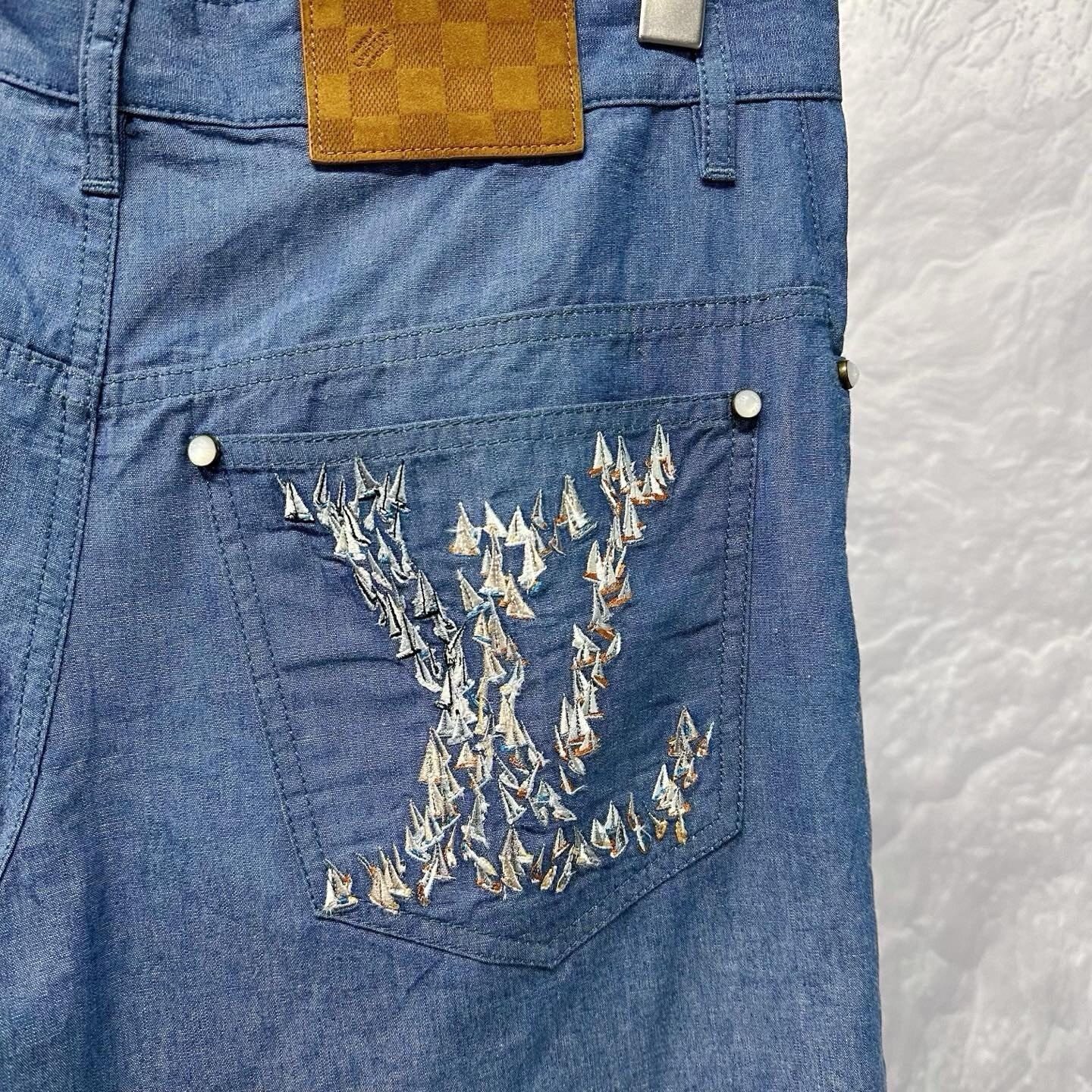 Louis Vuitton FW25 Embroidered Sailboat Shorts — detail
