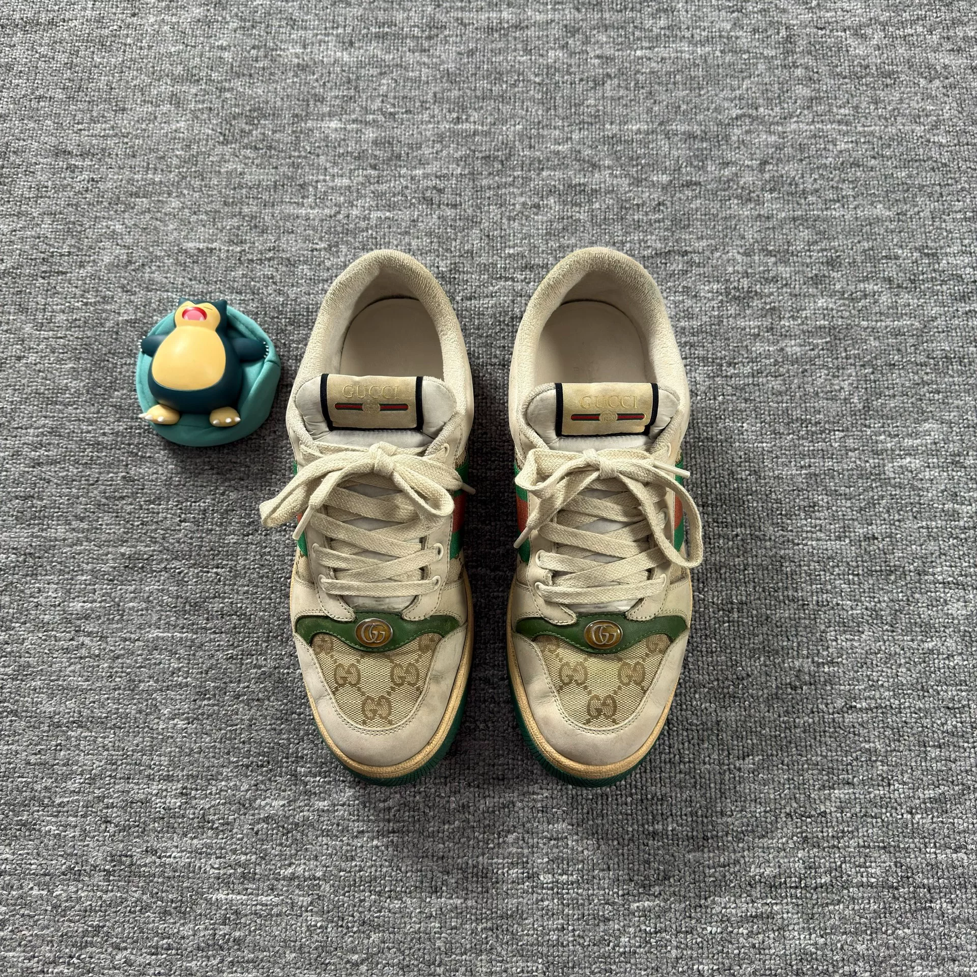 Gucci Green Beige GG Sneakers — front