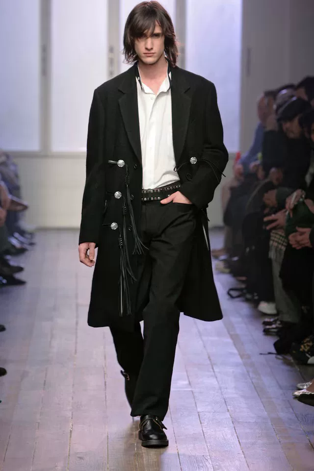 Yohji Yamamoto 05AW Silver Buckle Twill Coat — front