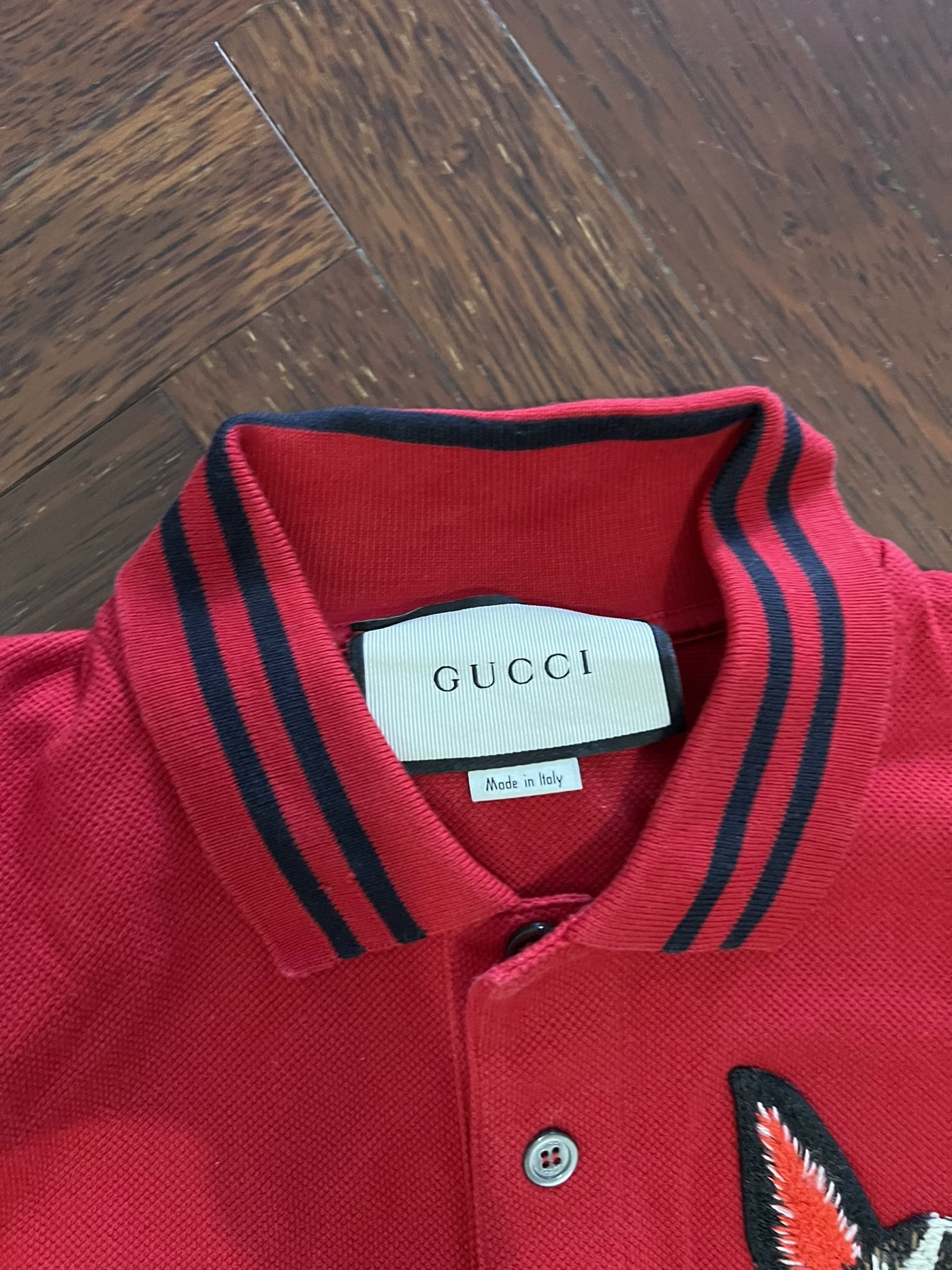 Gucci Red Dog Head Polo Shirt — front
