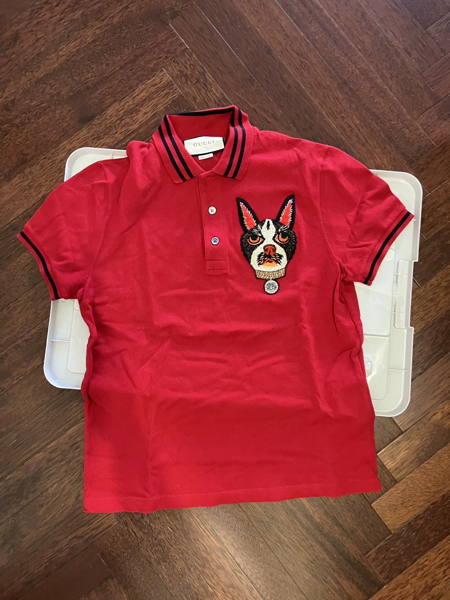 Gucci Red Dog Head Polo Shirt