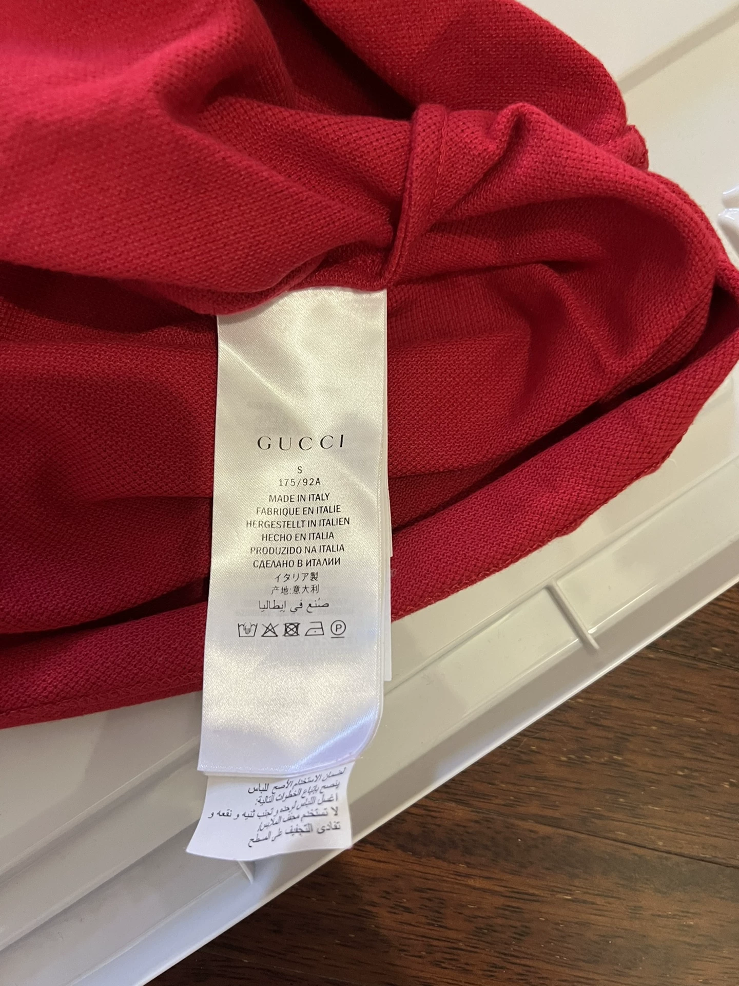 Gucci Red Dog Head Polo Shirt — detail