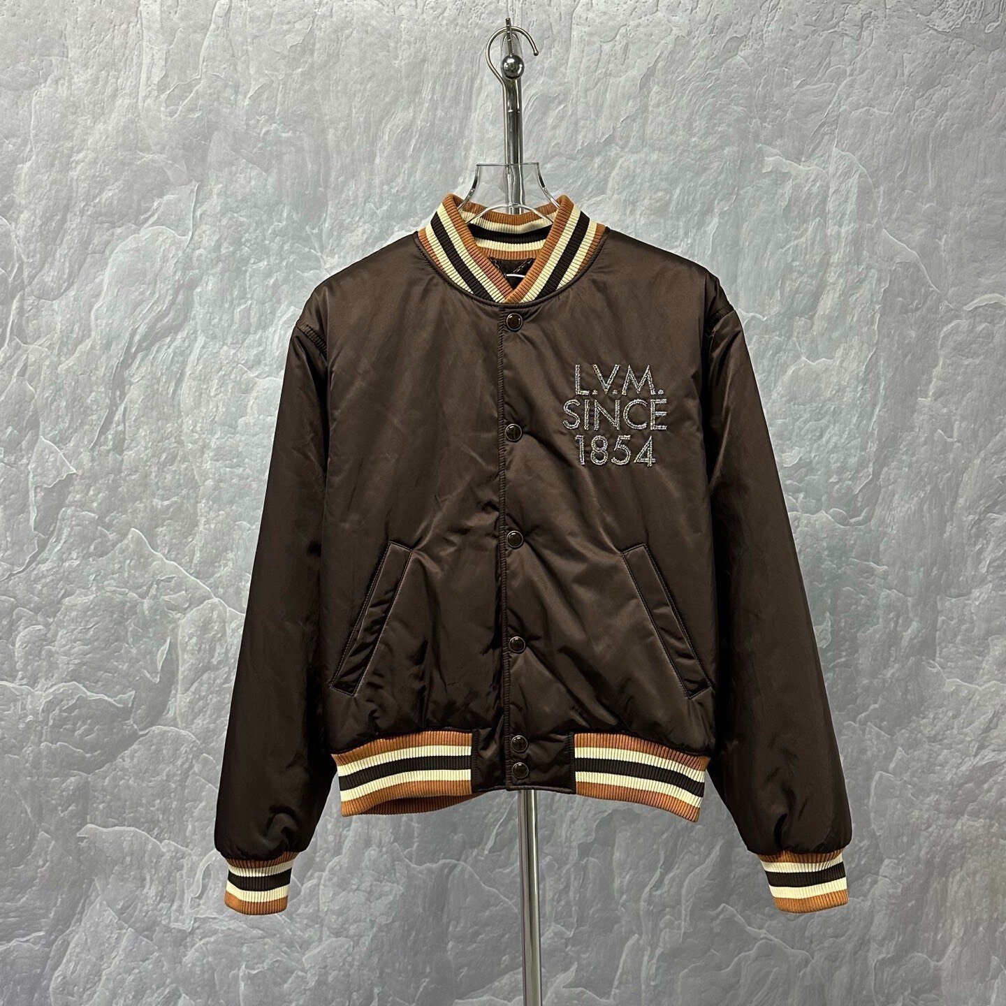 Louis Vuitton SS26 Striped Beaded Baseball Jacket