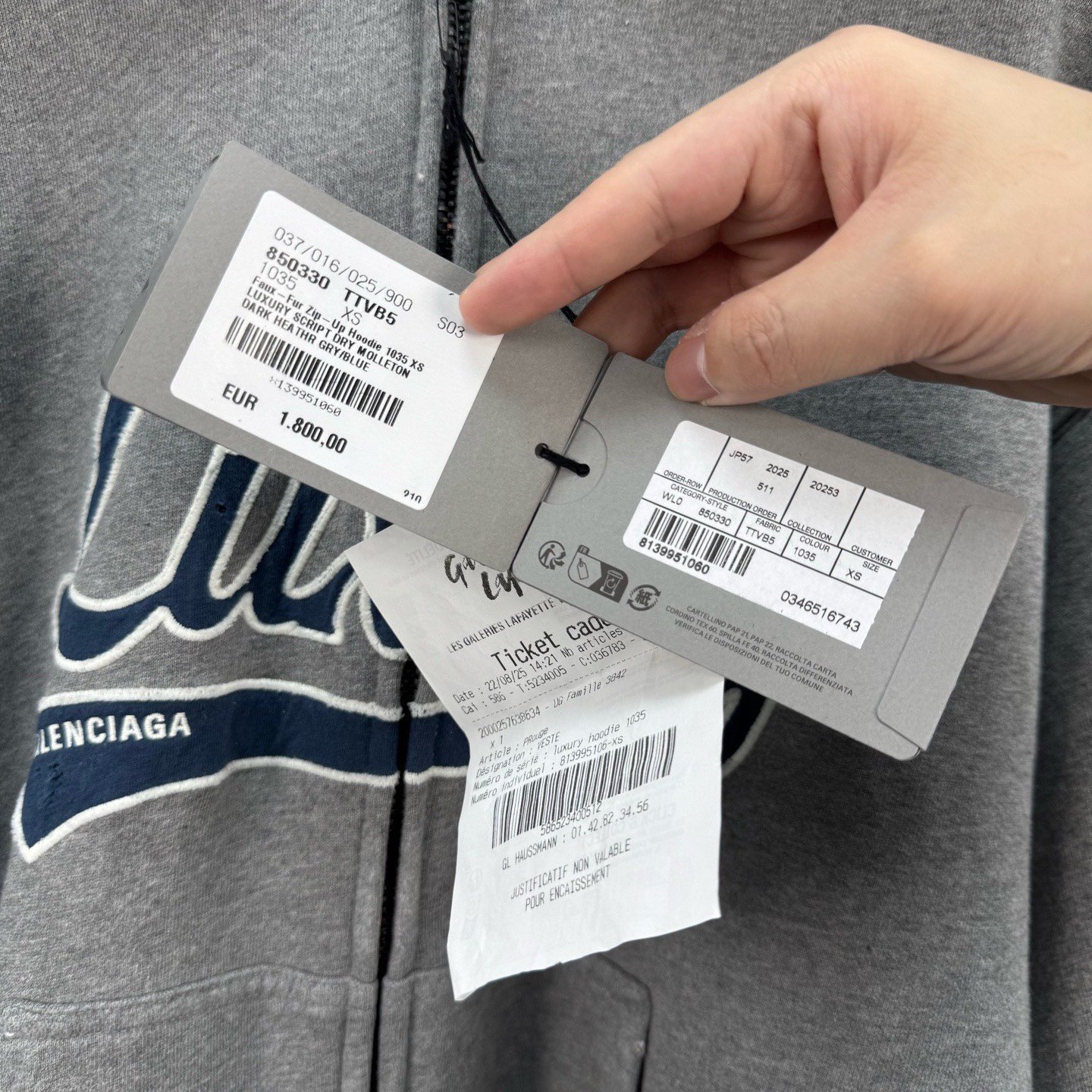 Balenciaga 25 Show Patch Letter Fur Coat — back