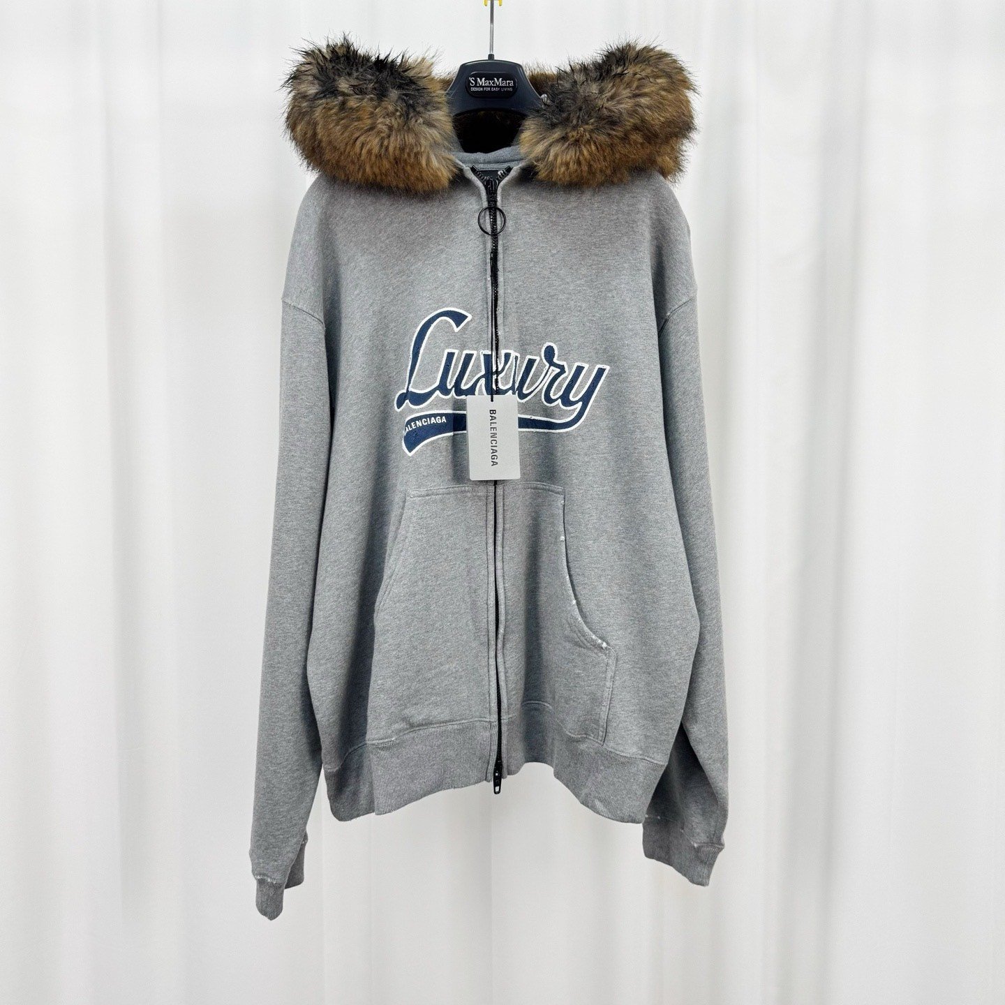 Balenciaga 25 Show Patch Letter Fur Coat
