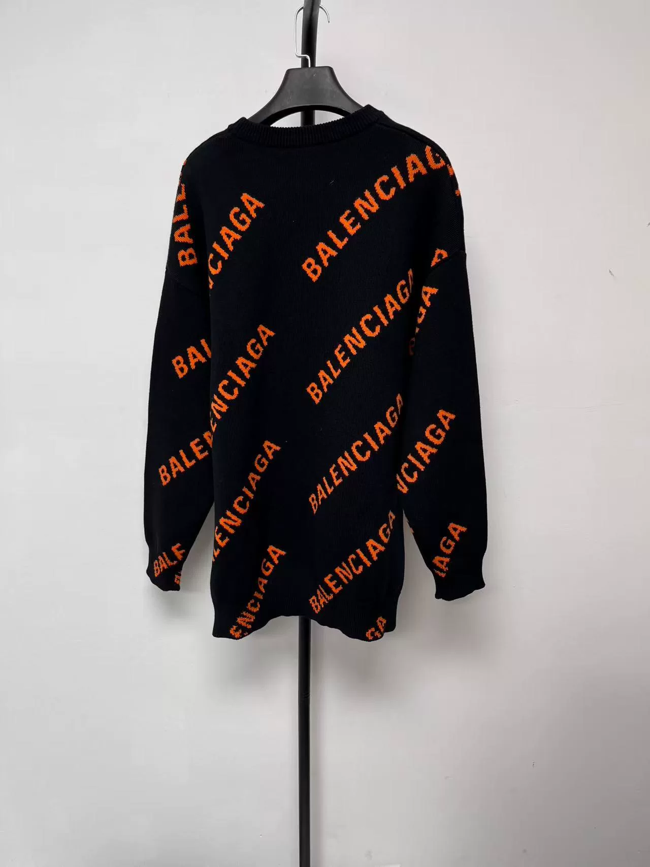 Balenciaga All-Over Logo Round Neck Pullover — front