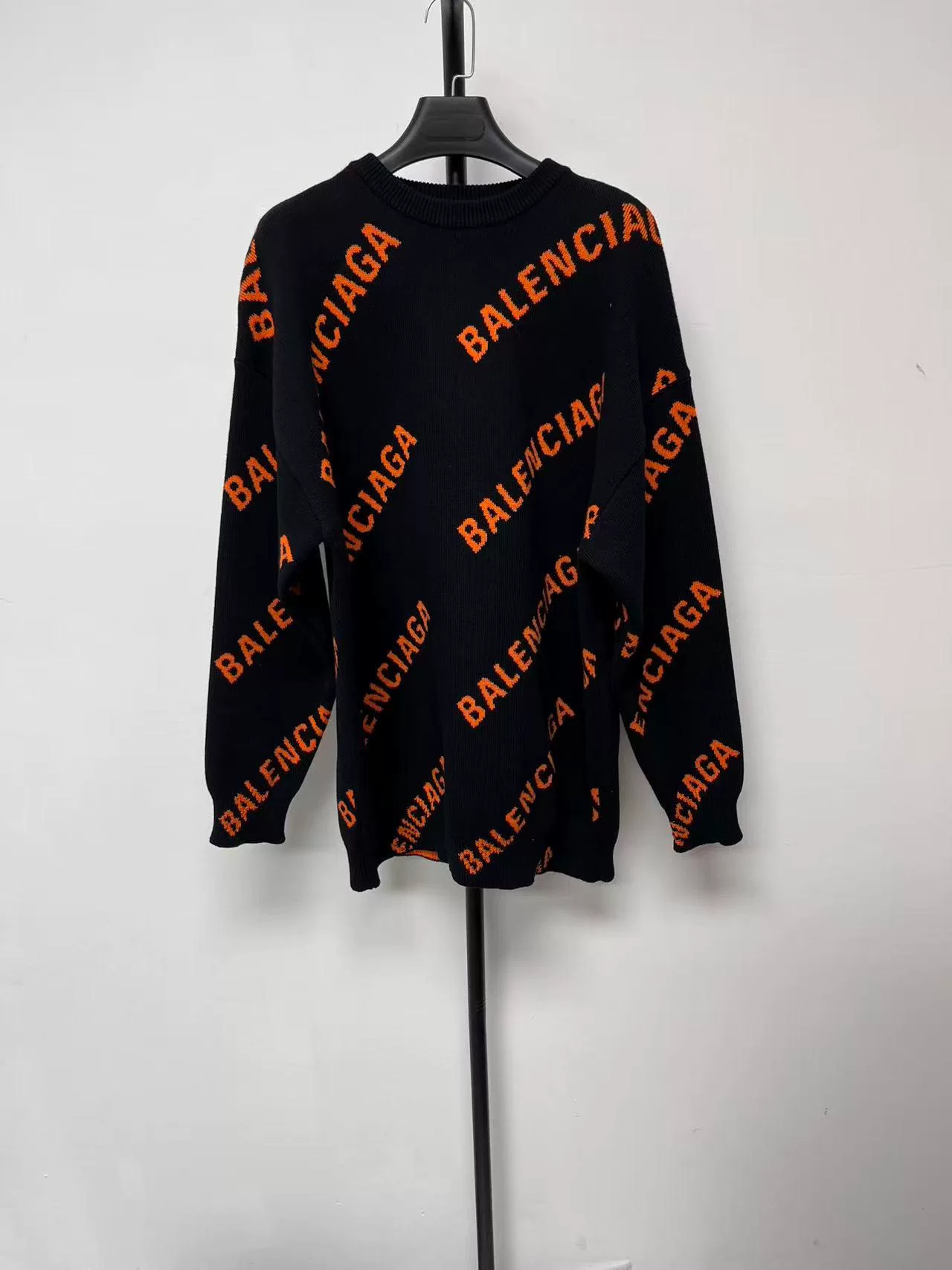 Balenciaga All-Over Logo Round Neck Pullover