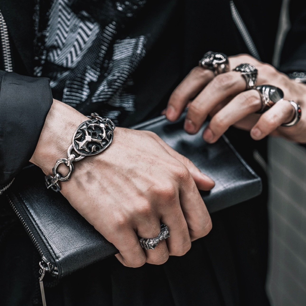 Yohji Yamamoto 950 Silver Gothic Bracelet — back