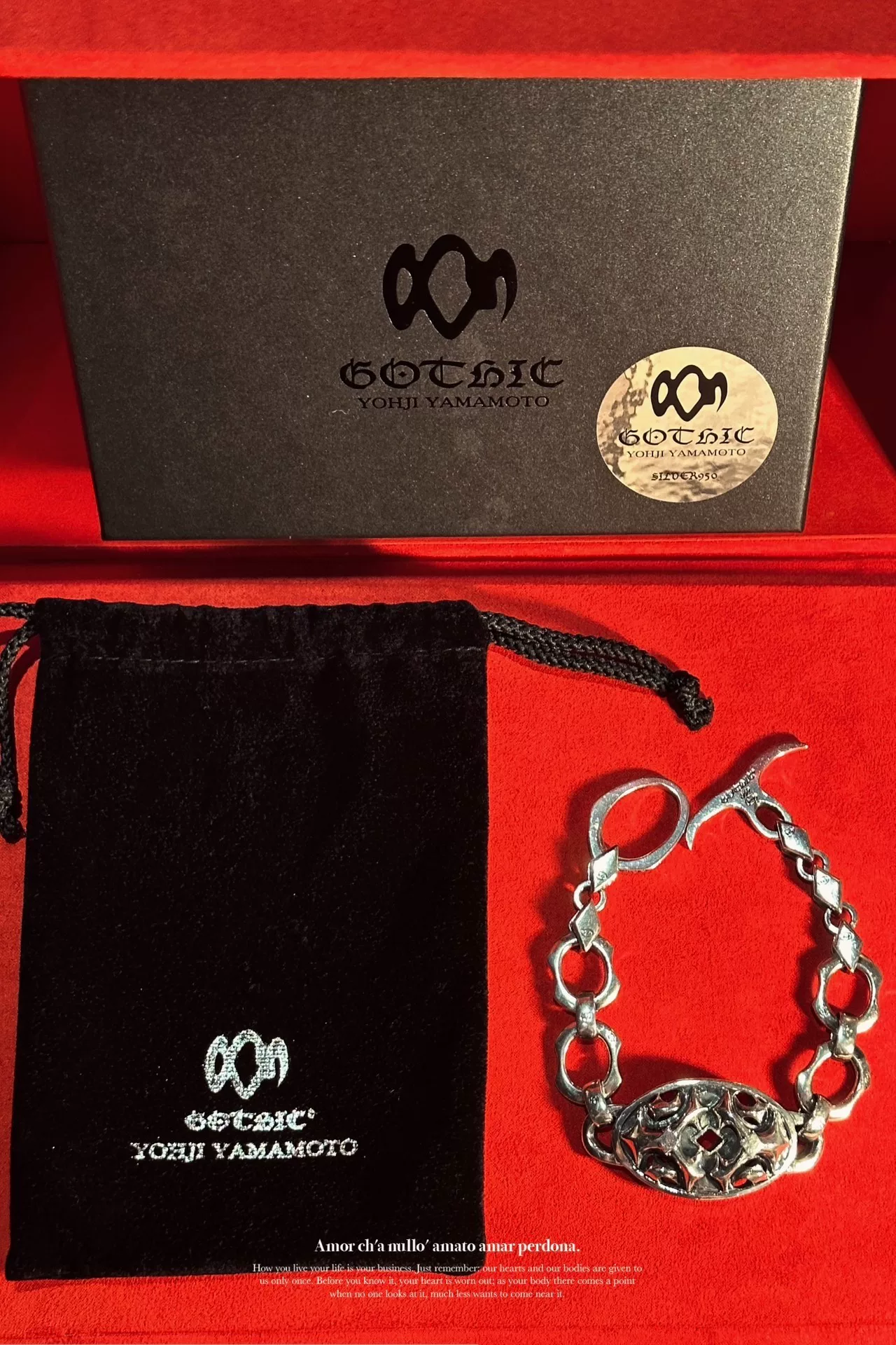 Yohji Yamamoto 950 Silver Gothic Bracelet — detail