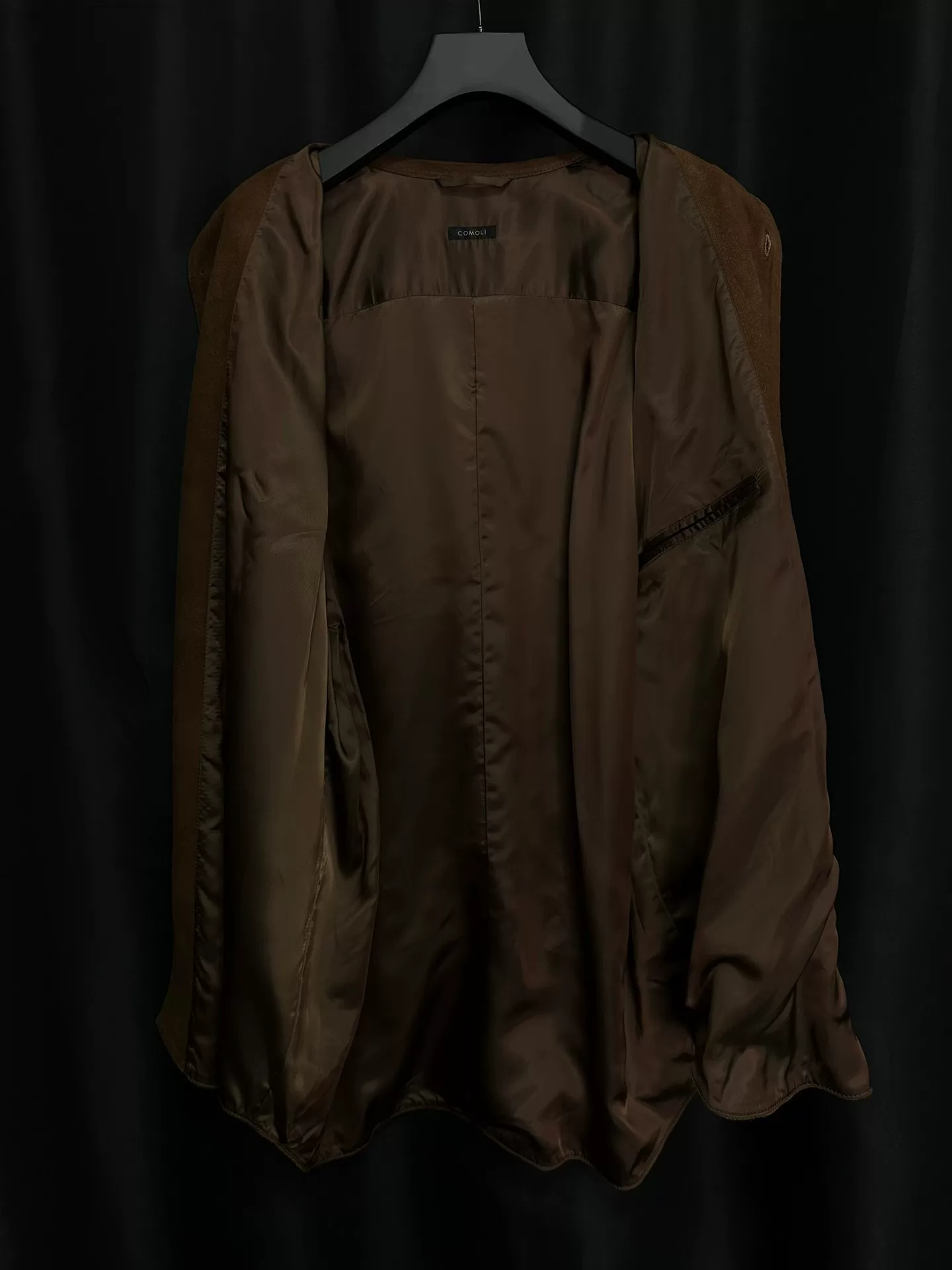 comoli Dark Brown Deer Leather Shirt — back